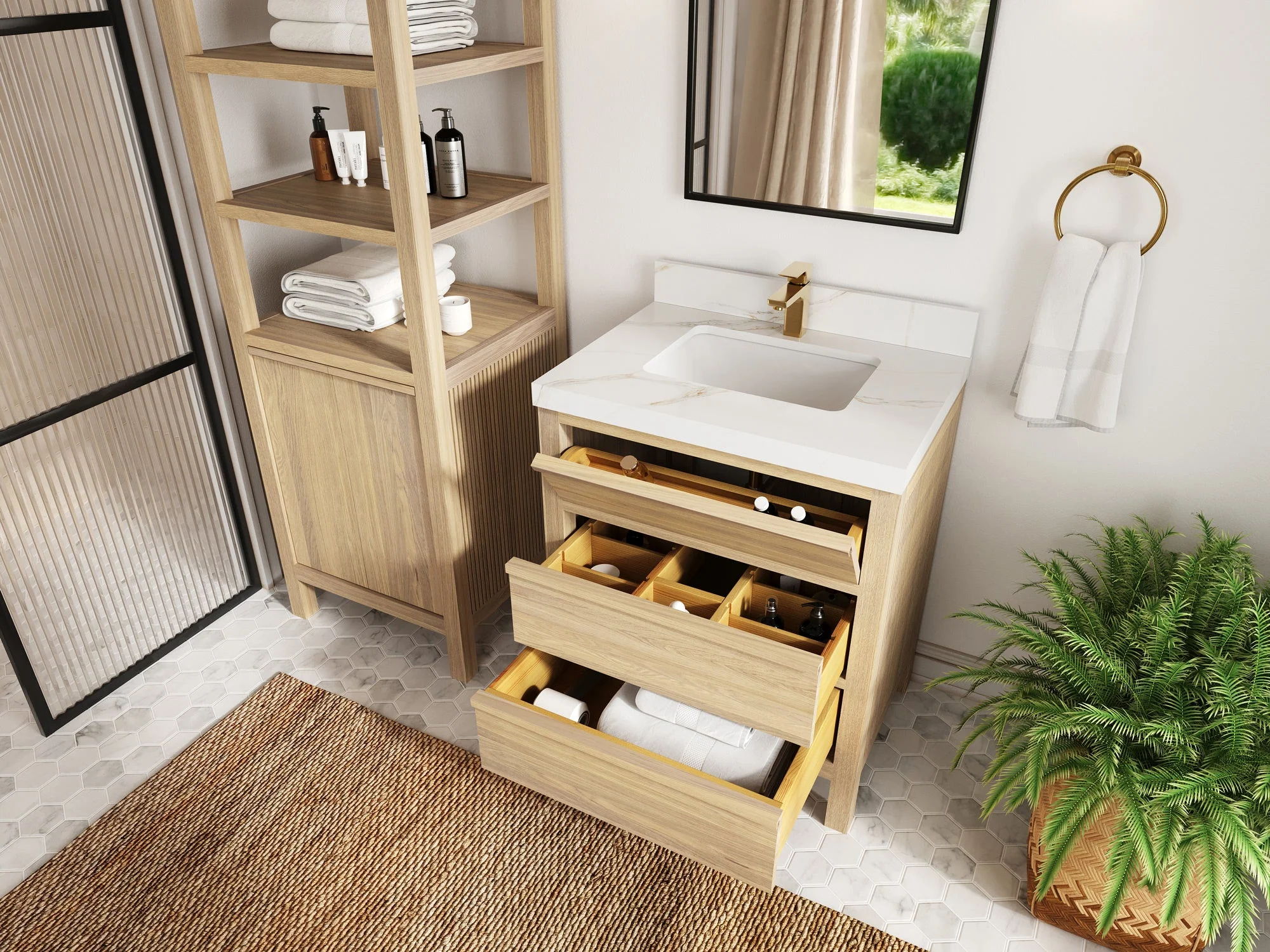 Elizabeth White Oak 30 in. W x 22 in. D Single Sink Bathroom Vanity - Image 3
