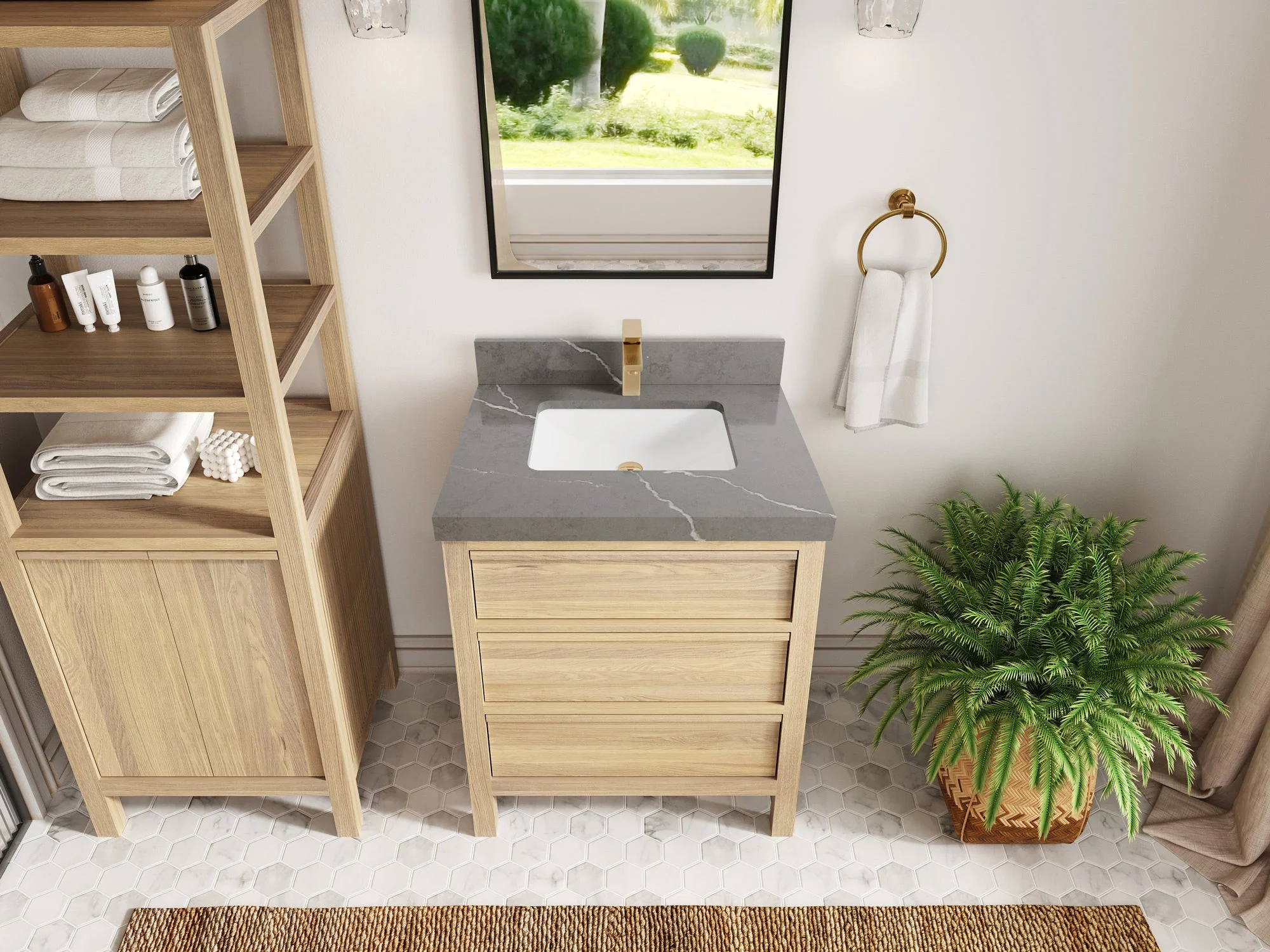 Elizabeth White Oak 30 in. W x 22 in. D Single Sink Bathroom Vanity - Image 34
