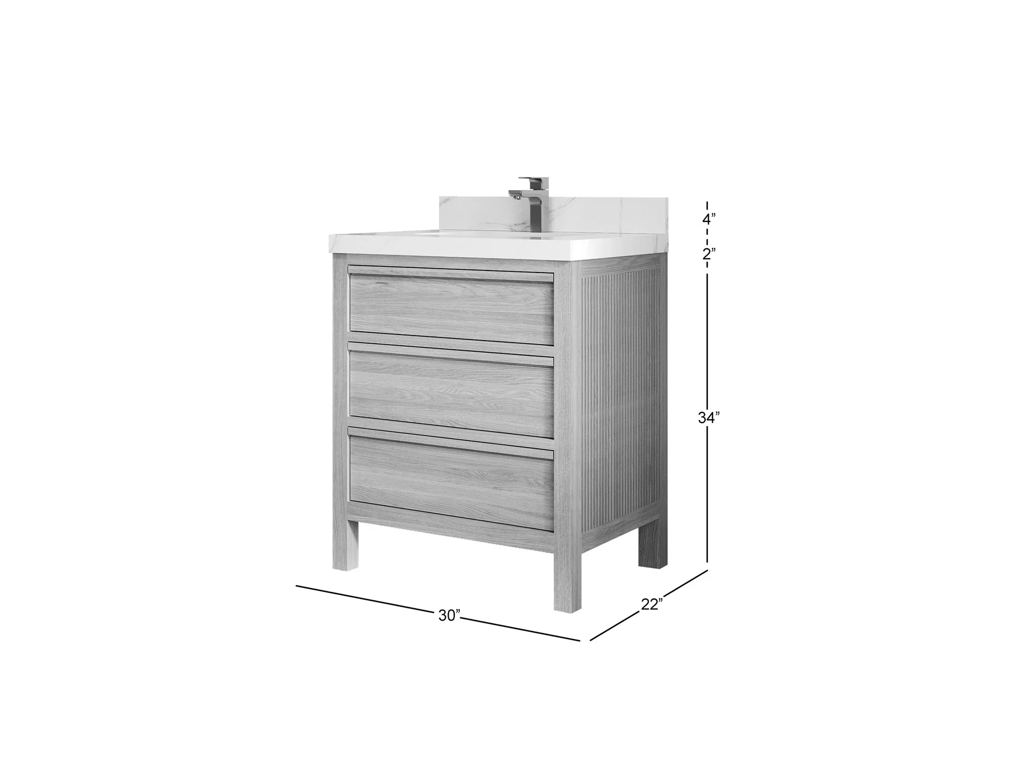 Elizabeth White Oak 30 in. W x 22 in. D Single Sink Bathroom Vanity - Image 5