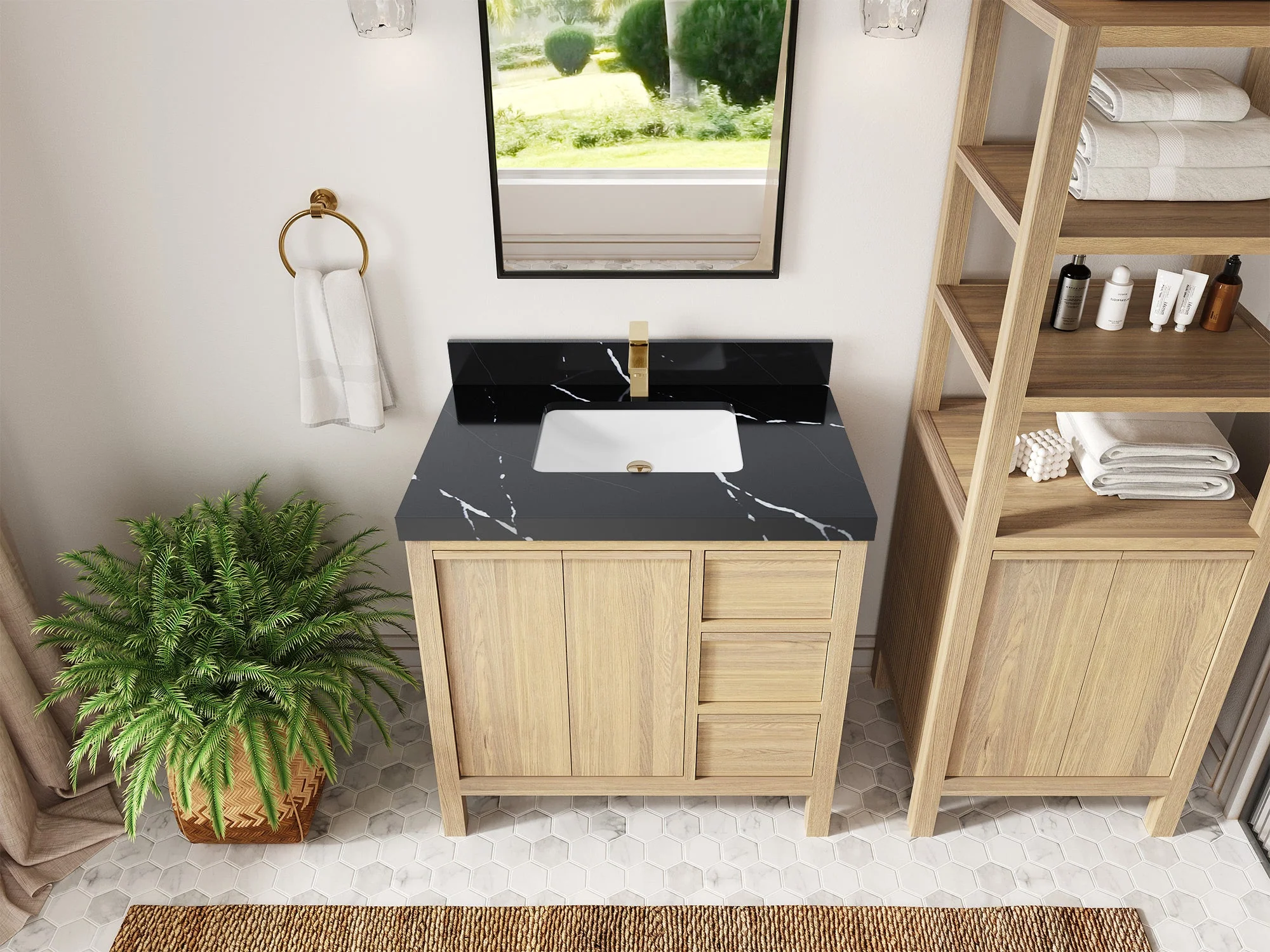 Elizabeth White Oak 36 in. W x 22 in. D Center Sink Bathroom Vanity - Image 12