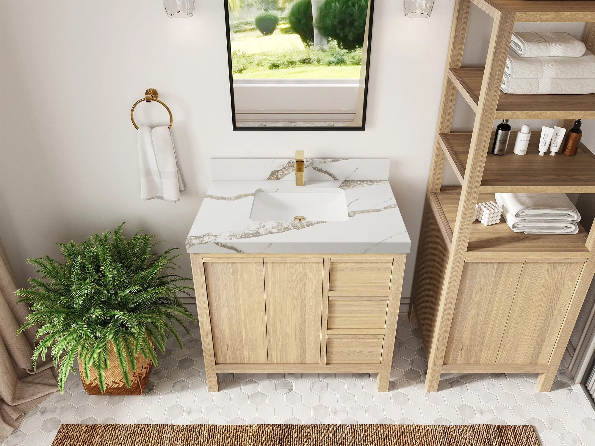 Elizabeth White Oak 36 in. W x 22 in. D Center Sink Bathroom Vanity - Image 14