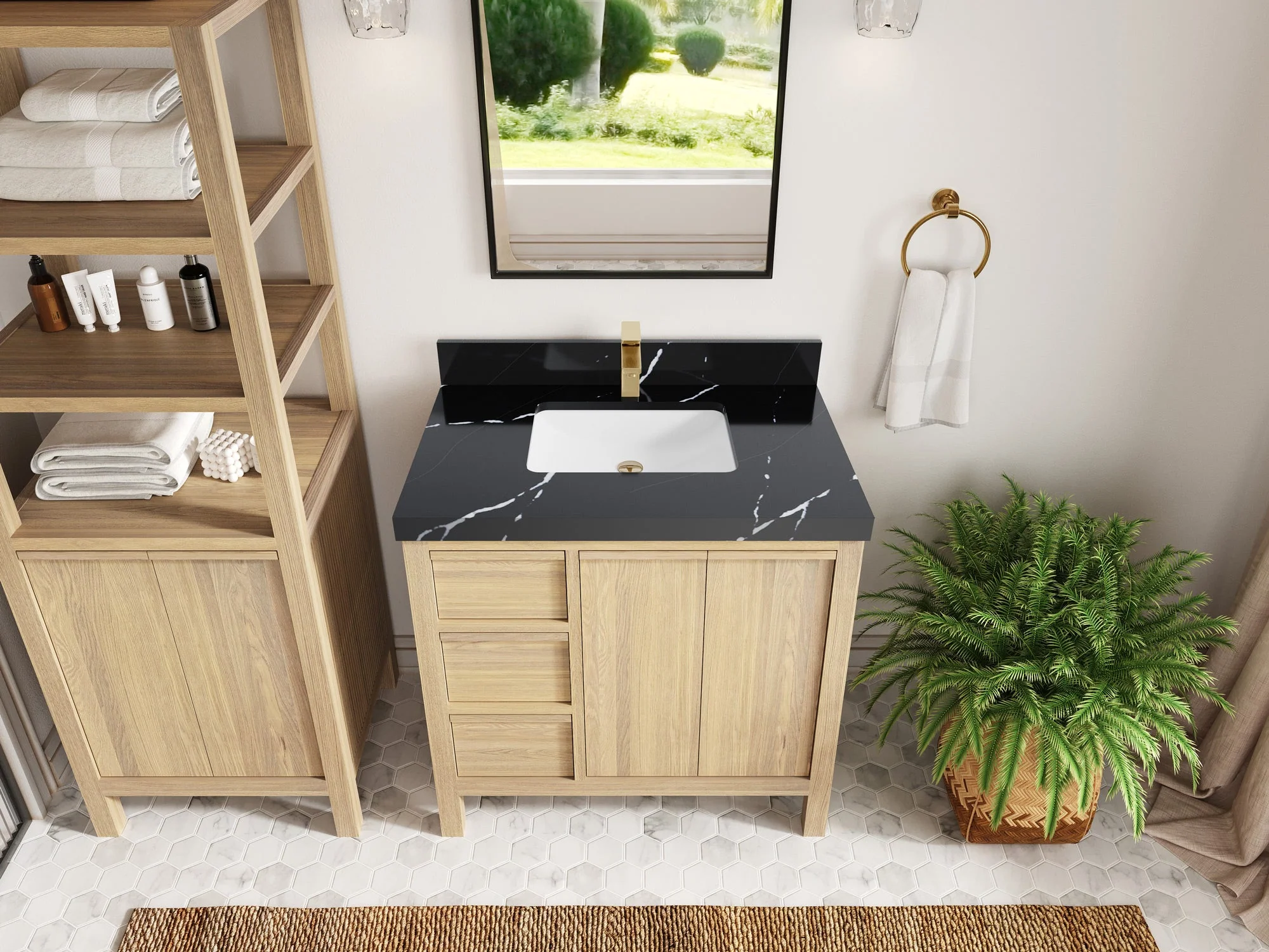 Elizabeth White Oak 36 in. W x 22 in. D Center Sink Bathroom Vanity - Image 11