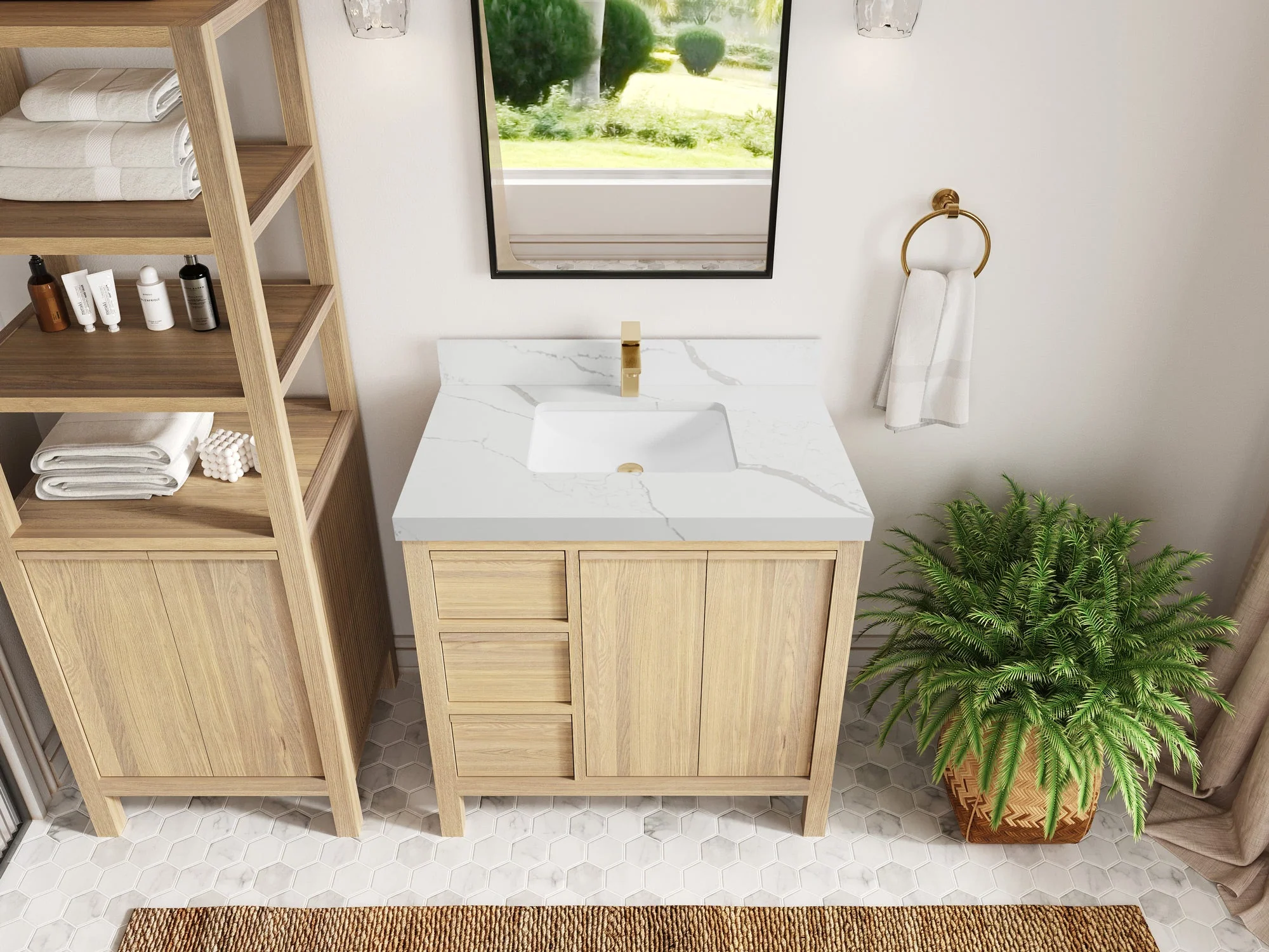 Elizabeth White Oak 36 in. W x 22 in. D Center Sink Bathroom Vanity - Image 15