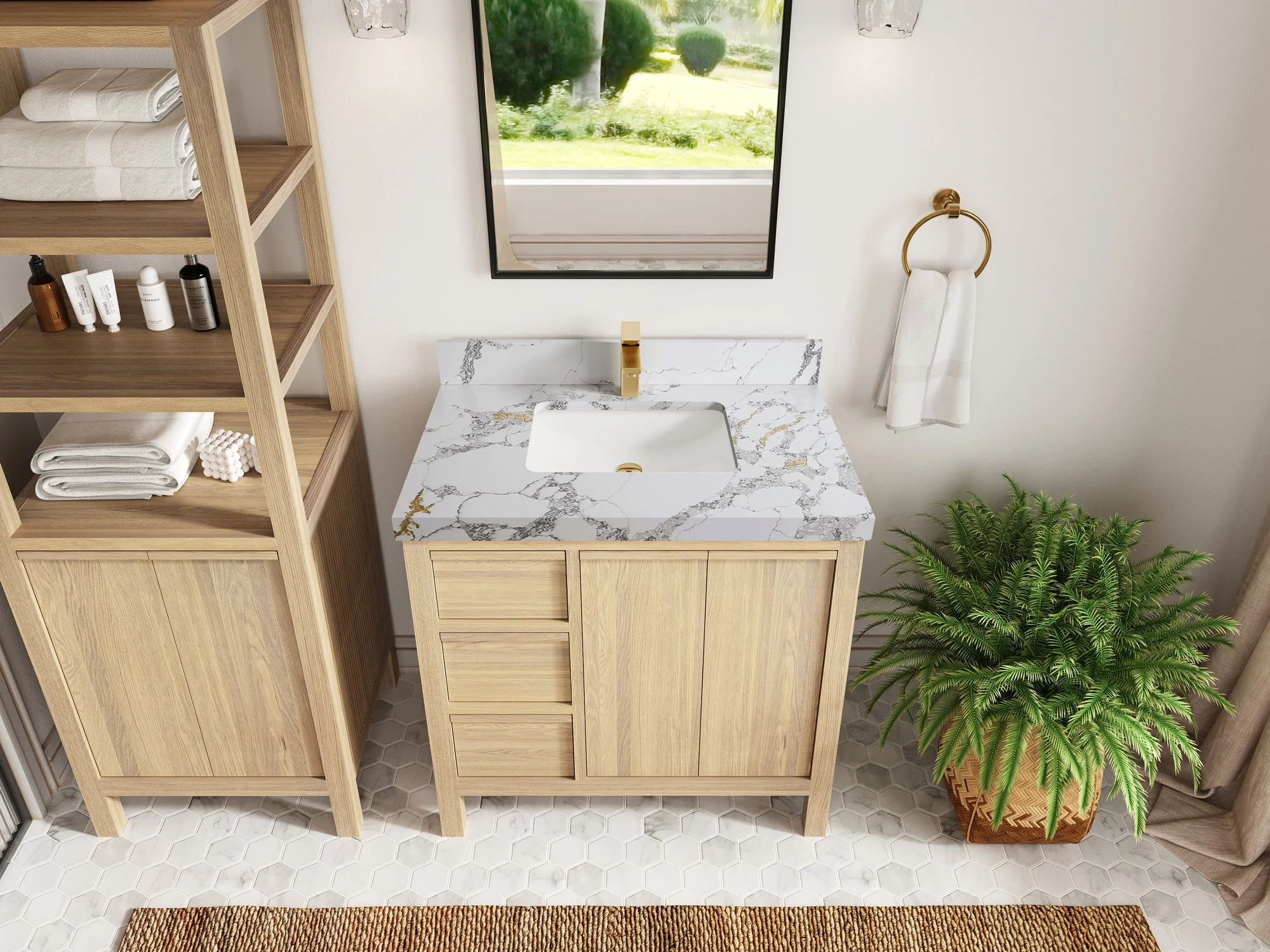 Elizabeth White Oak 36 in. W x 22 in. D Center Sink Bathroom Vanity - Image 19