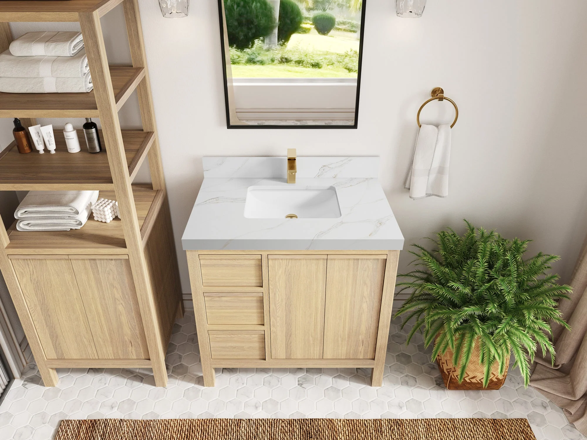 Elizabeth White Oak 36 in. W x 22 in. D Center Sink Bathroom Vanity - Image 21