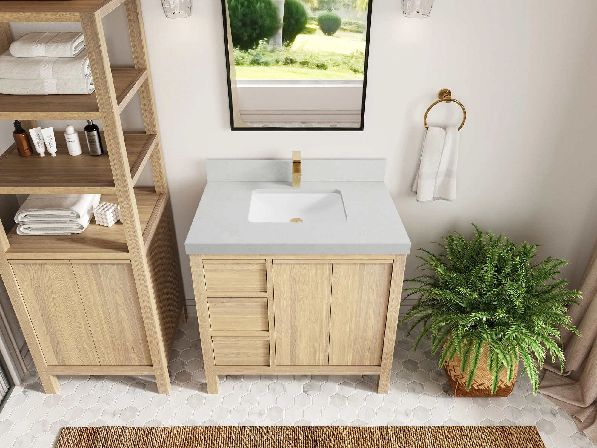 Elizabeth White Oak 36 in. W x 22 in. D Center Sink Bathroom Vanity - Image 25