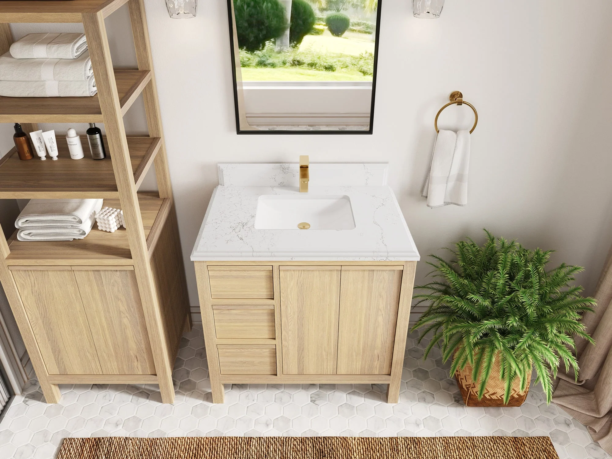 Elizabeth White Oak 36 in. W x 22 in. D Center Sink Bathroom Vanity - Image 29
