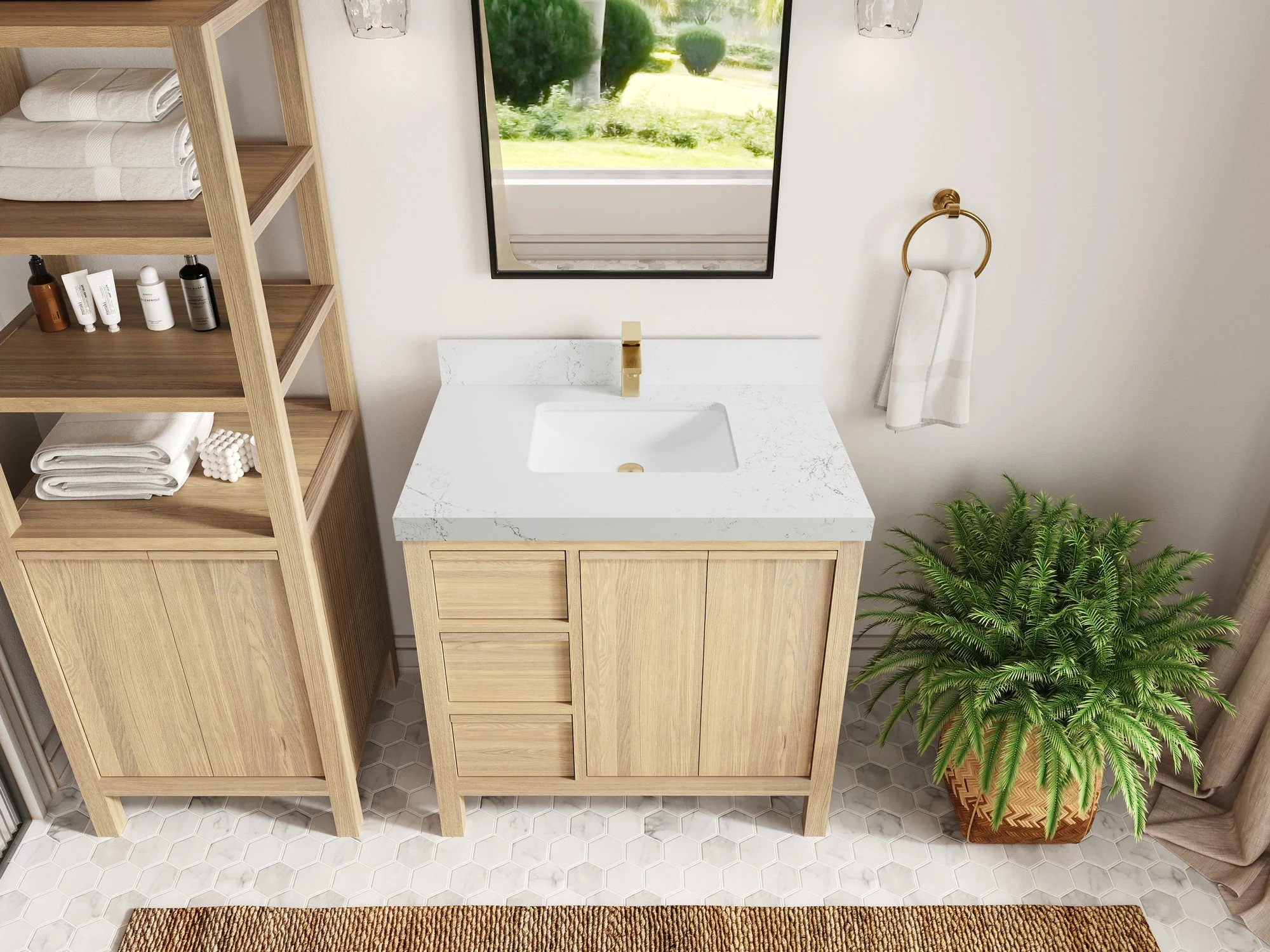 Elizabeth White Oak 36 in. W x 22 in. D Center Sink Bathroom Vanity - Image 33
