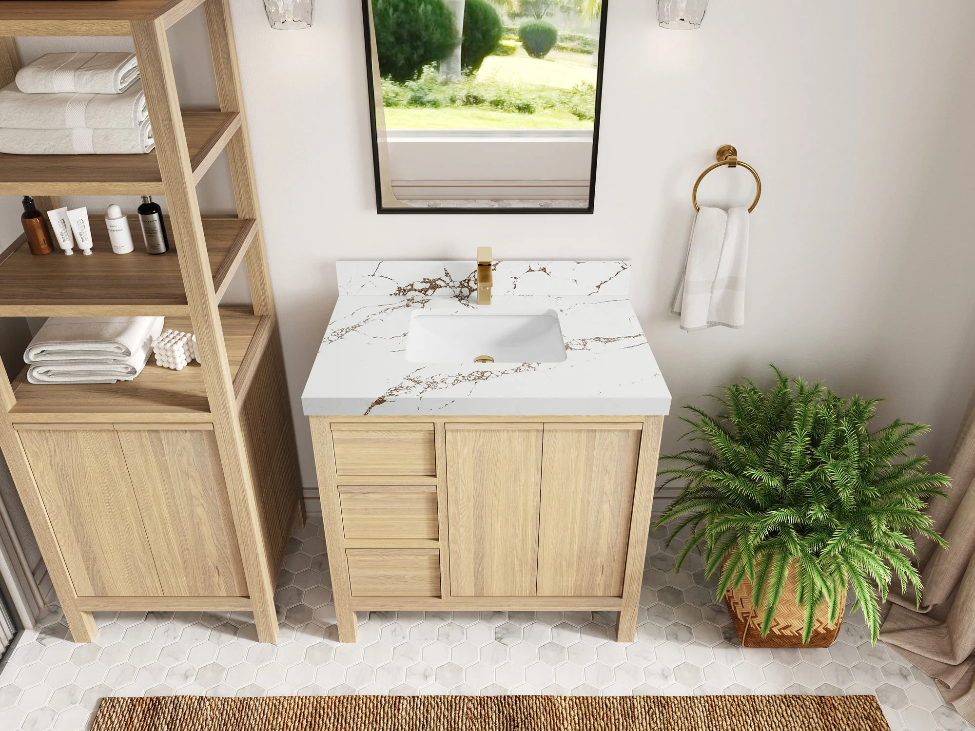 Elizabeth White Oak 36 in. W x 22 in. D Center Sink Bathroom Vanity - Image 39