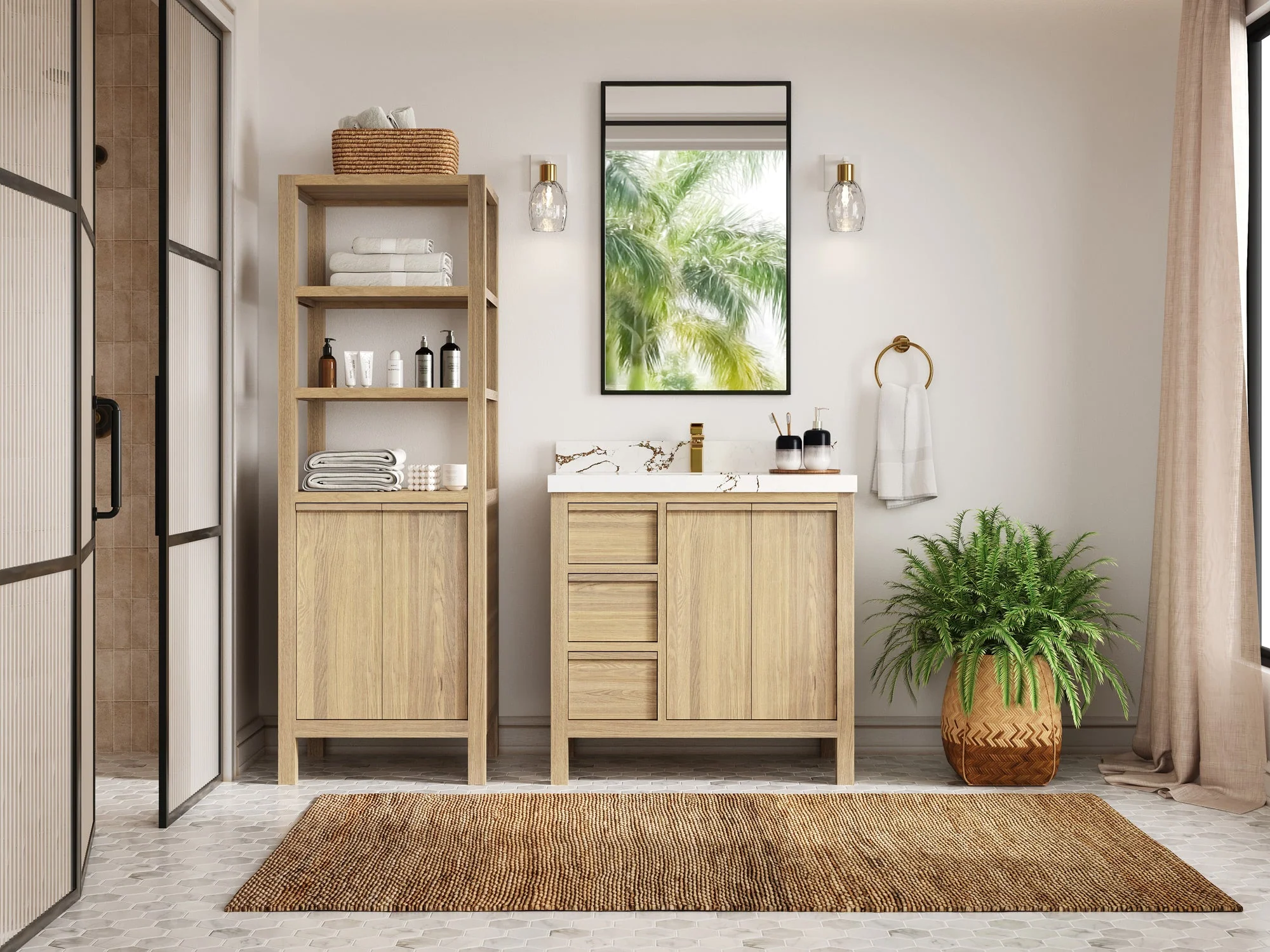 Elizabeth White Oak 36 in. W x 22 in. D Center Sink Bathroom Vanity - Image 4