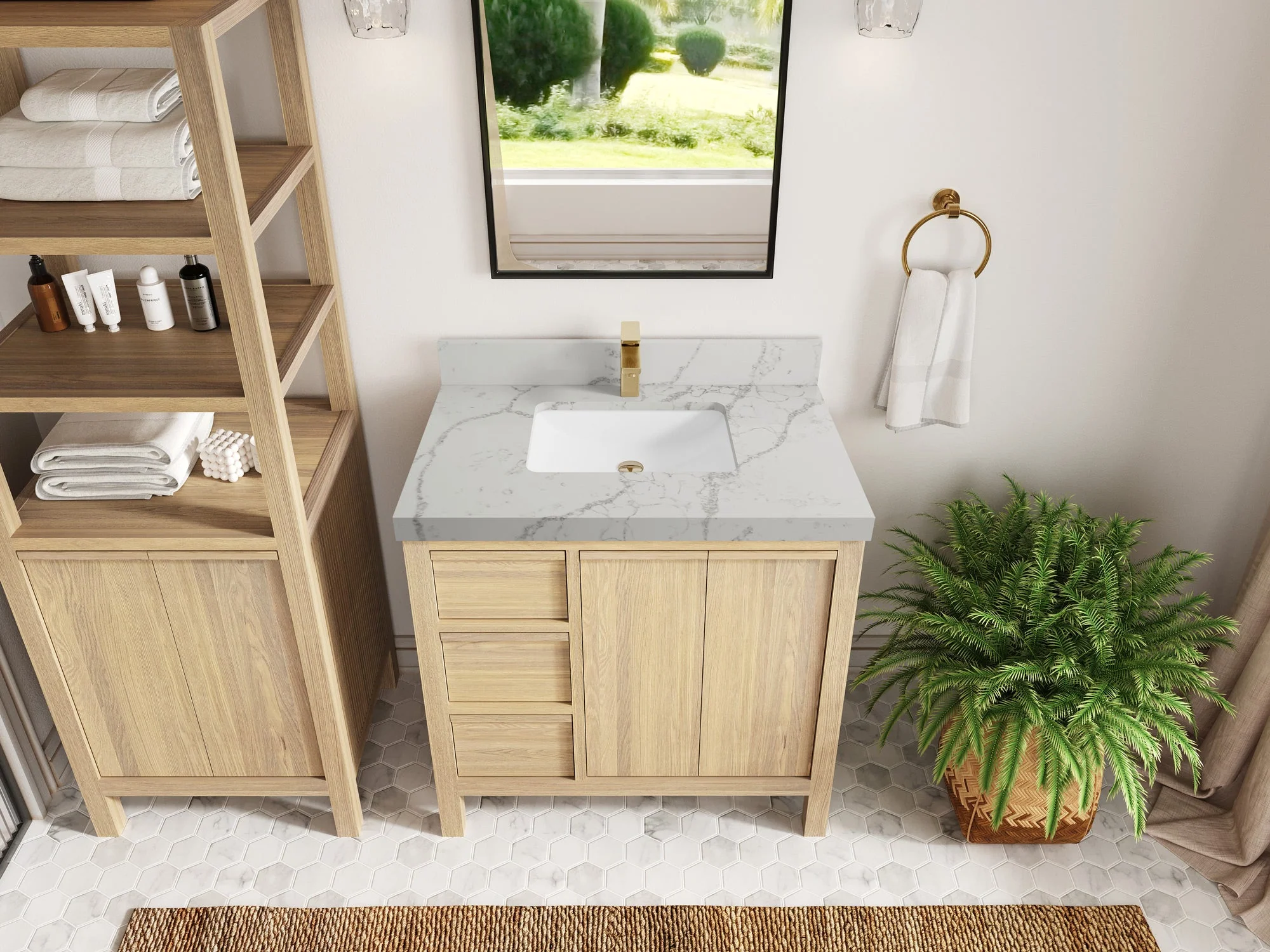 Elizabeth White Oak 36 in. W x 22 in. D Center Sink Bathroom Vanity - Image 45