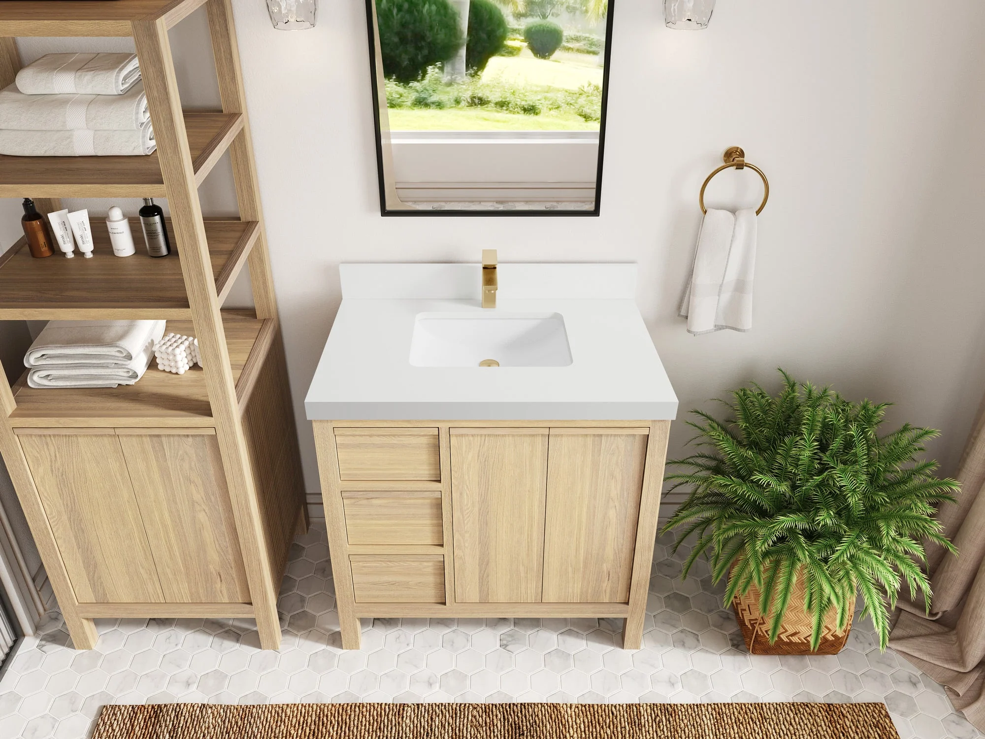 Elizabeth White Oak 36 in. W x 22 in. D Center Sink Bathroom Vanity - Image 47