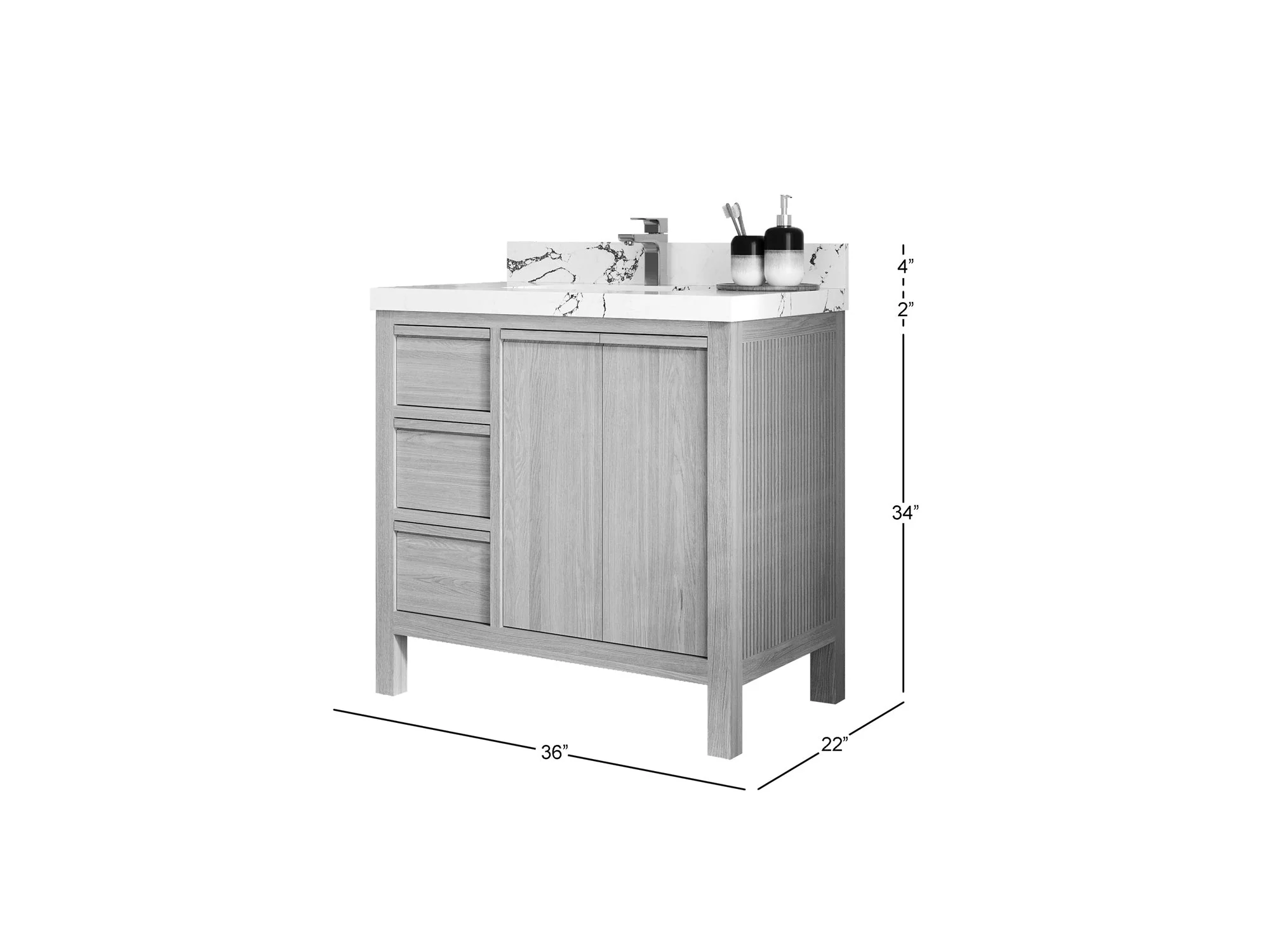 Elizabeth White Oak 36 in. W x 22 in. D Center Sink Bathroom Vanity - Image 5