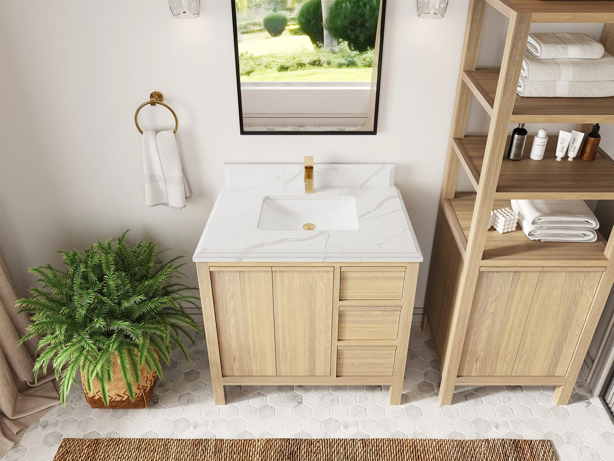 Elizabeth White Oak 36 in. W x 22 in. D Center Sink Bathroom Vanity - Image 28