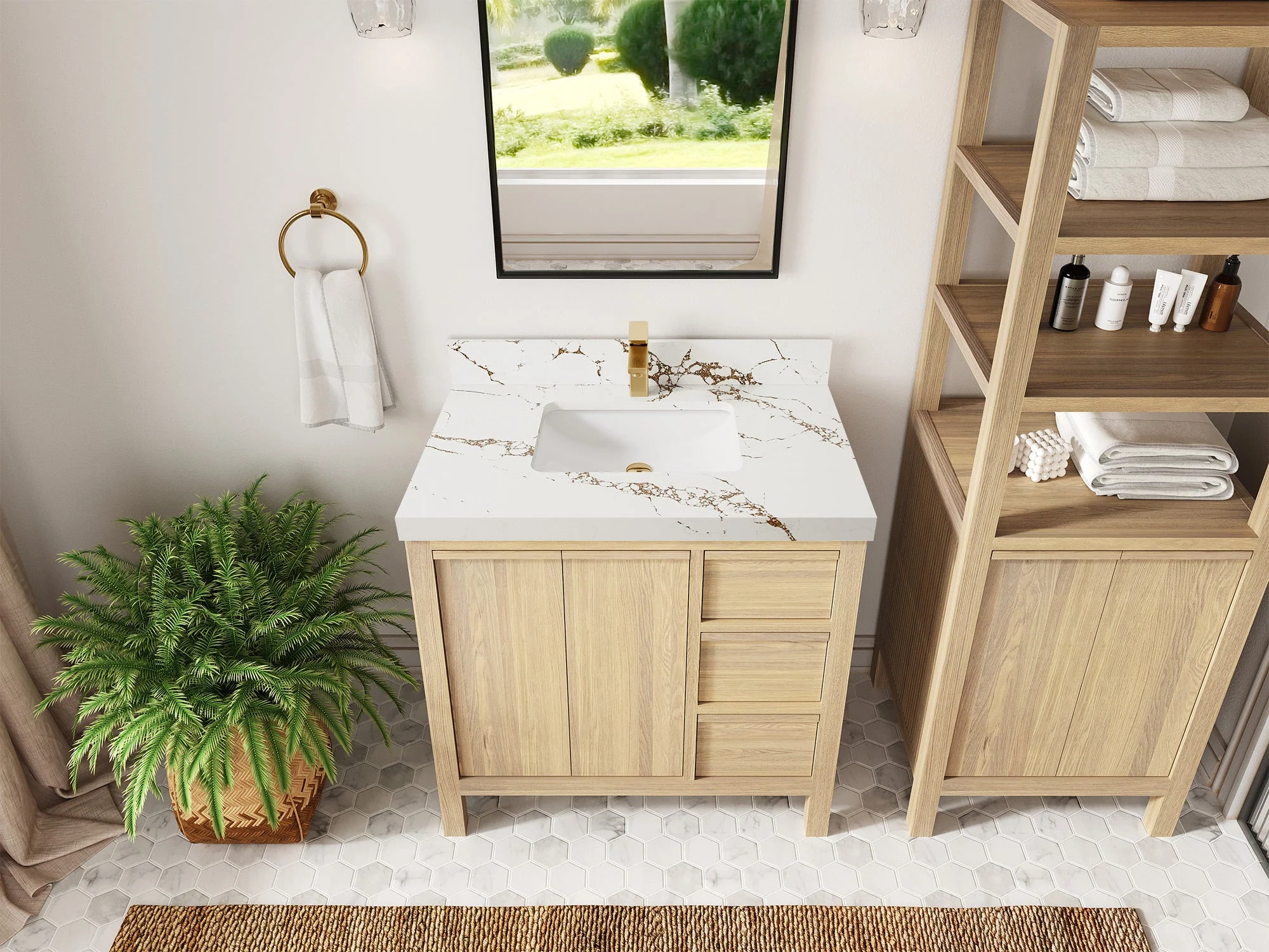 Elizabeth White Oak 36 in. W x 22 in. D Center Sink Bathroom Vanity - Image 40