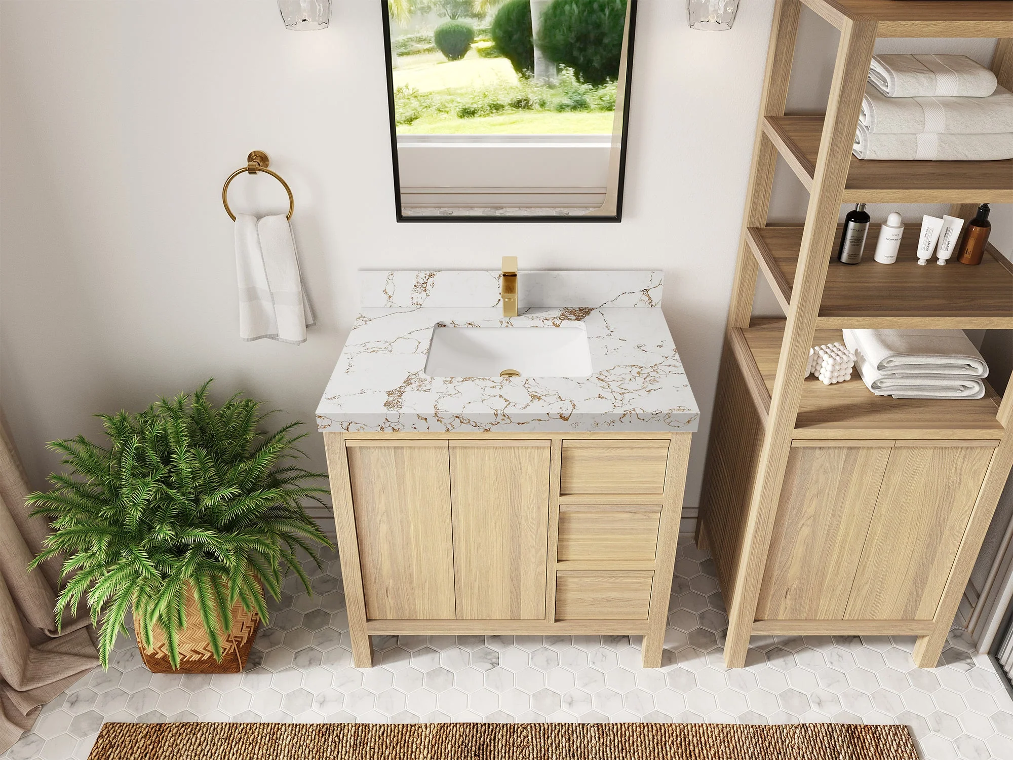Elizabeth White Oak 36 in. W x 22 in. D Center Sink Bathroom Vanity - Image 42