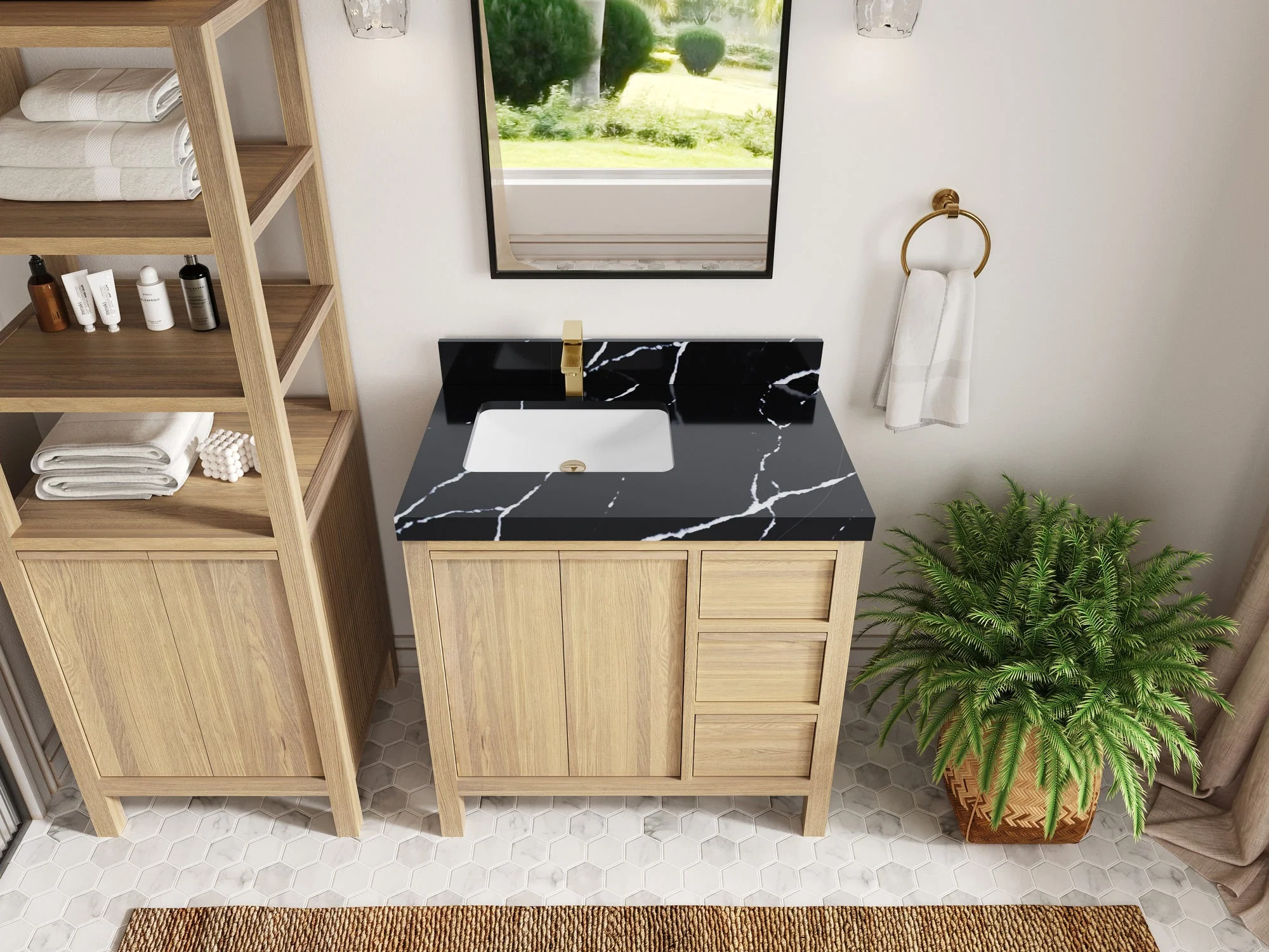 Elizabeth White Oak 36 in. W x 22 in. D Left Offset Sink Bathroom Vanity - Image 12