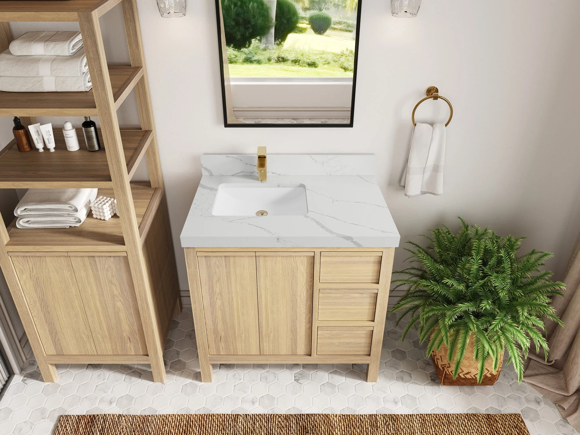 Elizabeth White Oak 36 in. W x 22 in. D Left Offset Sink Bathroom Vanity - Image 16