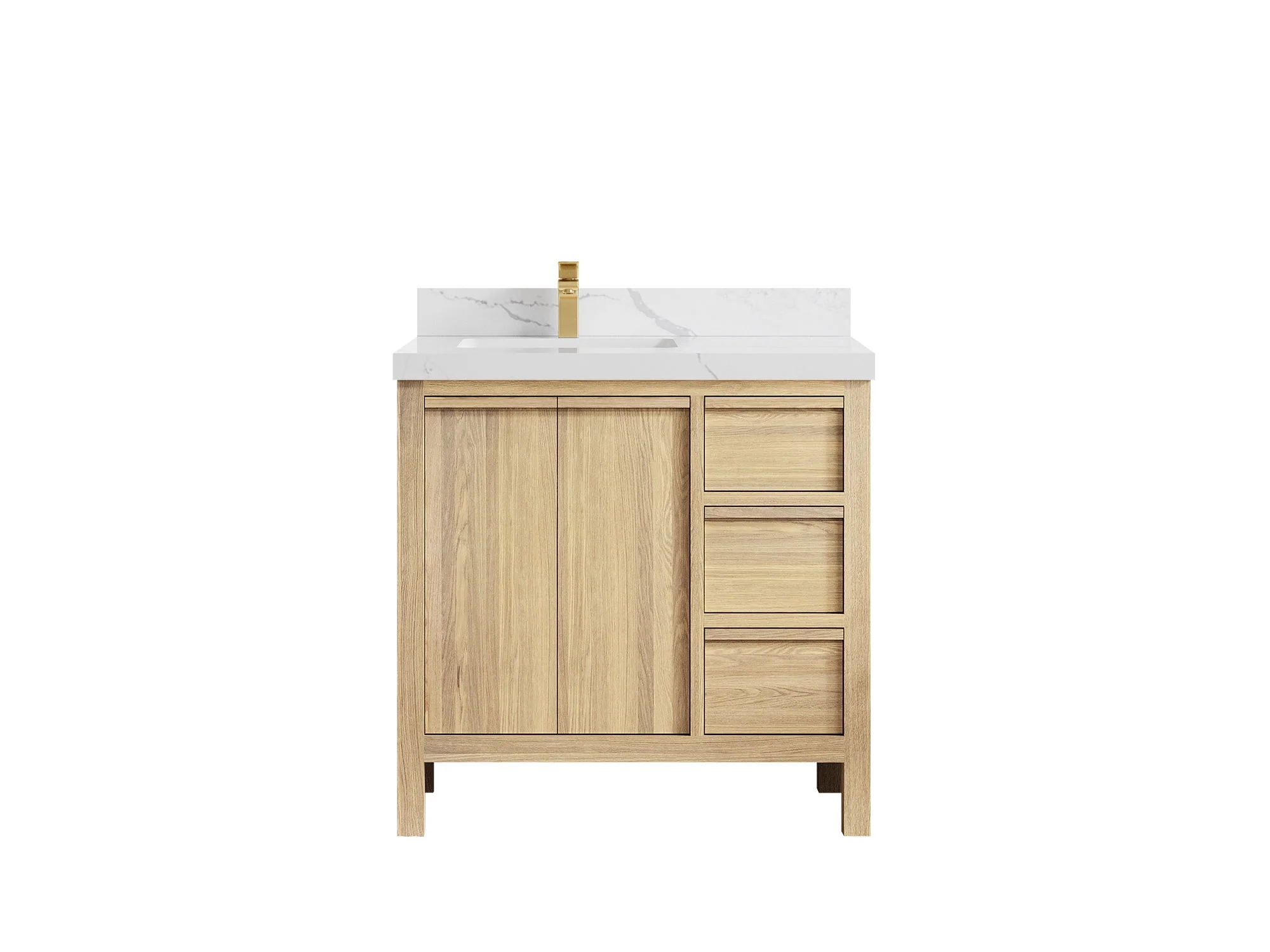 Elizabeth White Oak 36 in. W x 22 in. D Left Offset Sink Bathroom Vanity - Image 17