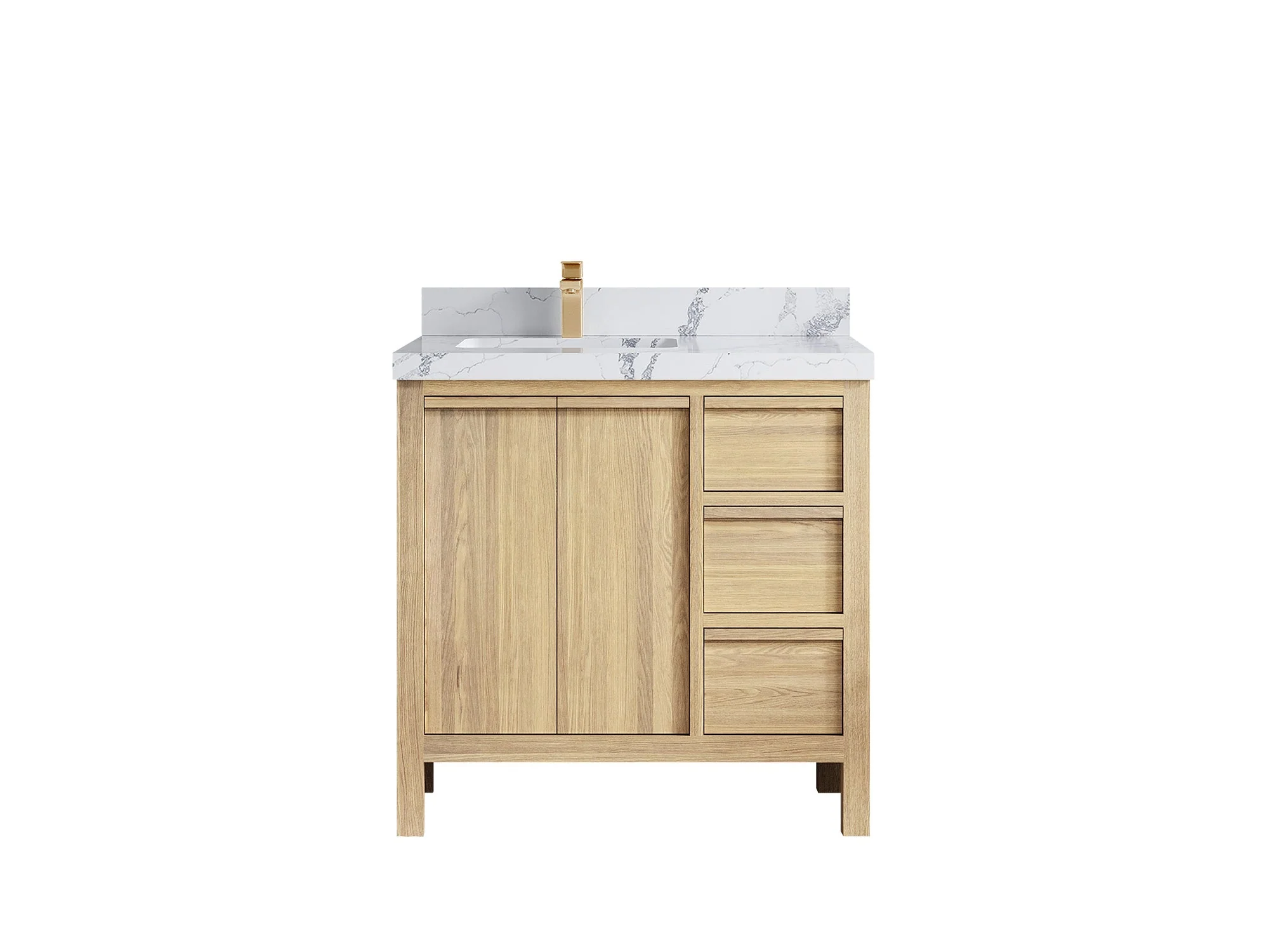 Elizabeth White Oak 36 in. W x 22 in. D Left Offset Sink Bathroom Vanity - Image 21