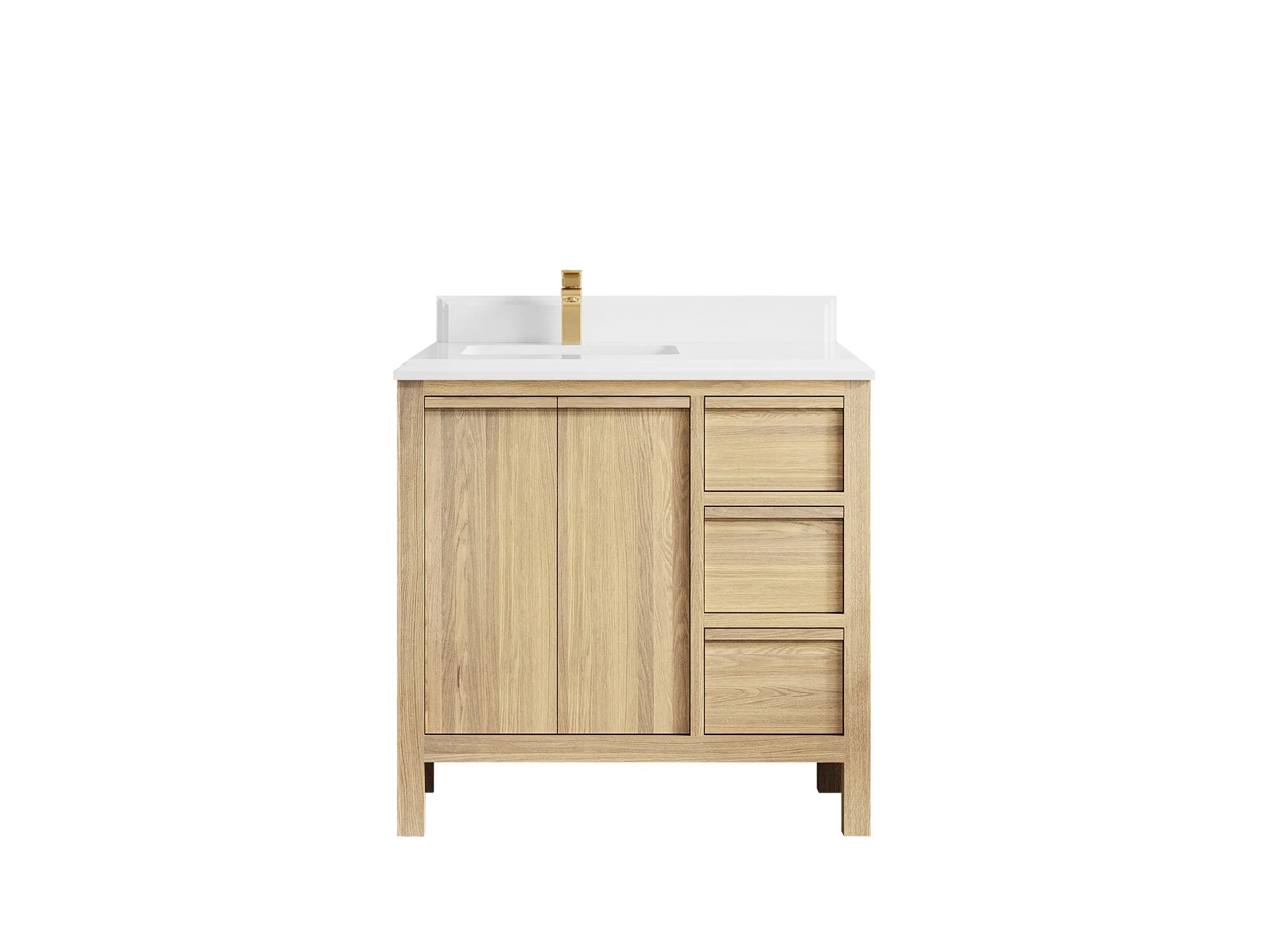 Elizabeth White Oak 36 in. W x 22 in. D Left Offset Sink Bathroom Vanity - Image 33