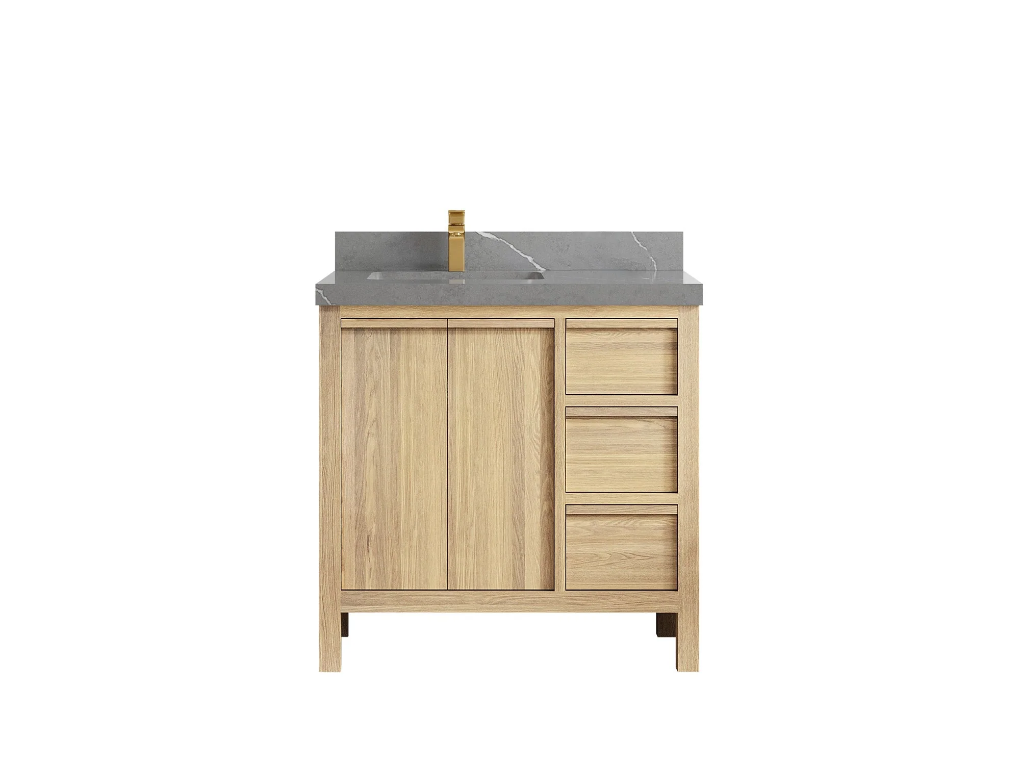 Elizabeth White Oak 36 in. W x 22 in. D Left Offset Sink Bathroom Vanity - Image 39