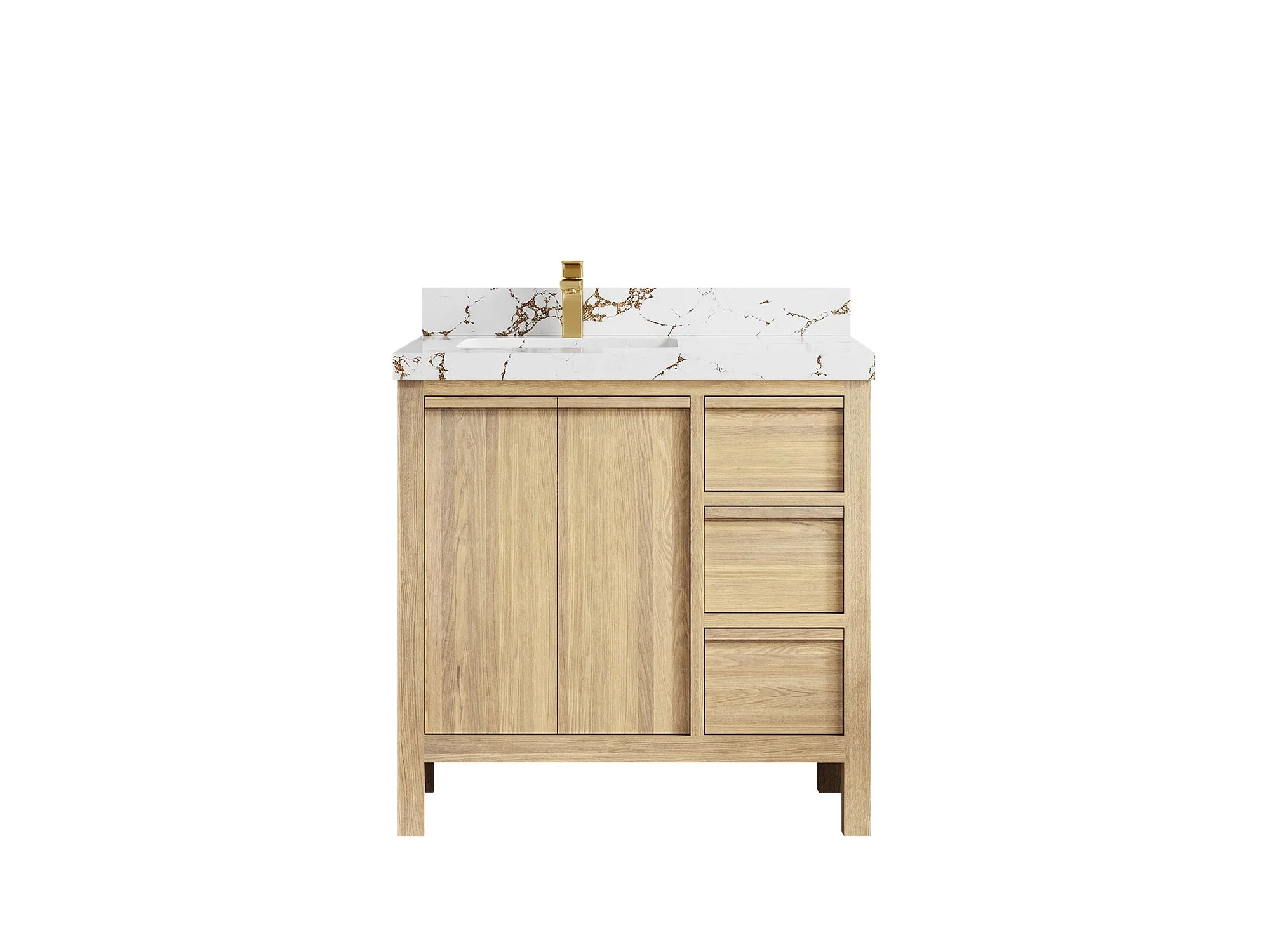 Elizabeth White Oak 36 in. W x 22 in. D Left Offset Sink Bathroom Vanity - Image 41