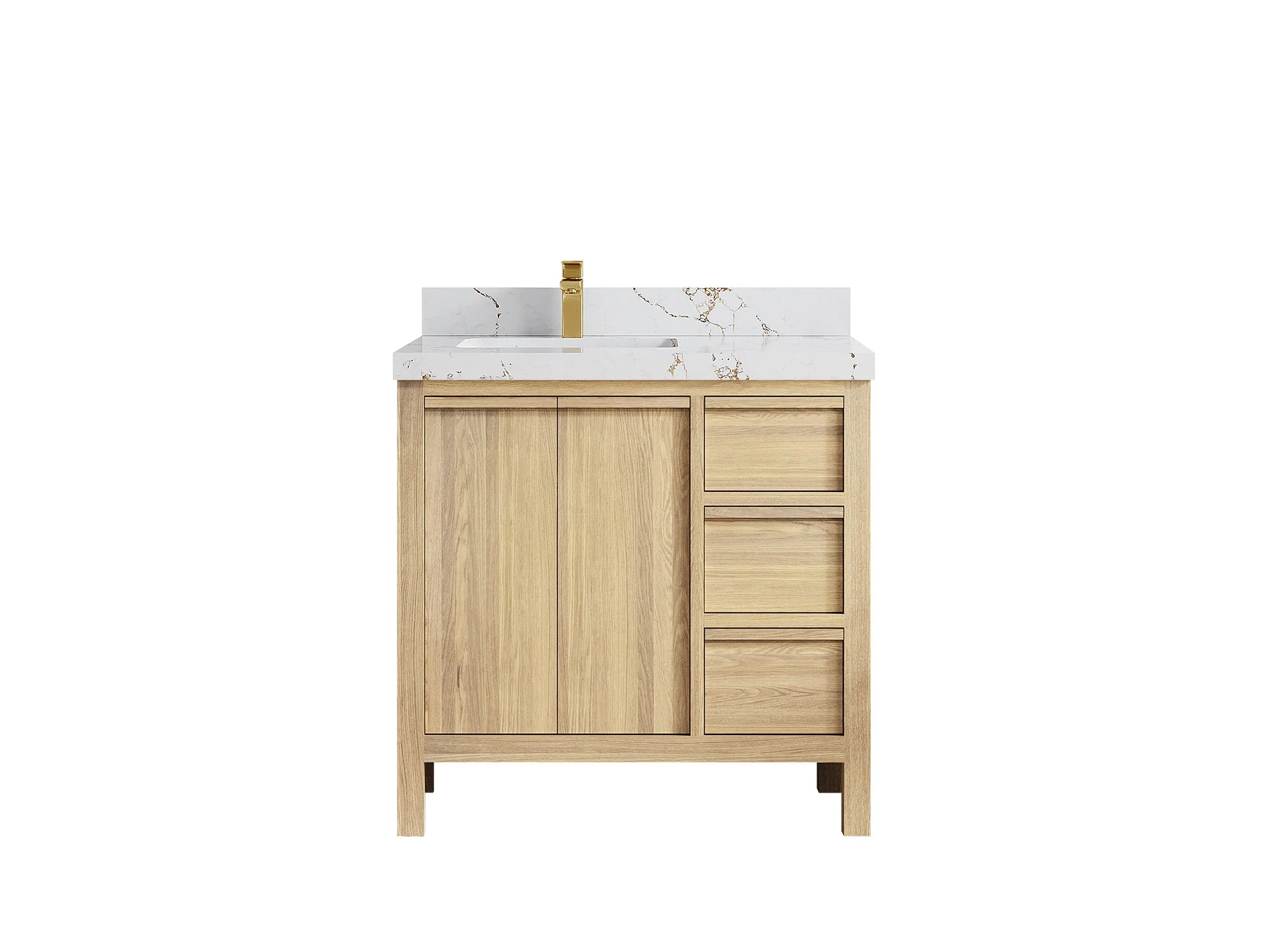 Elizabeth White Oak 36 in. W x 22 in. D Left Offset Sink Bathroom Vanity - Image 43