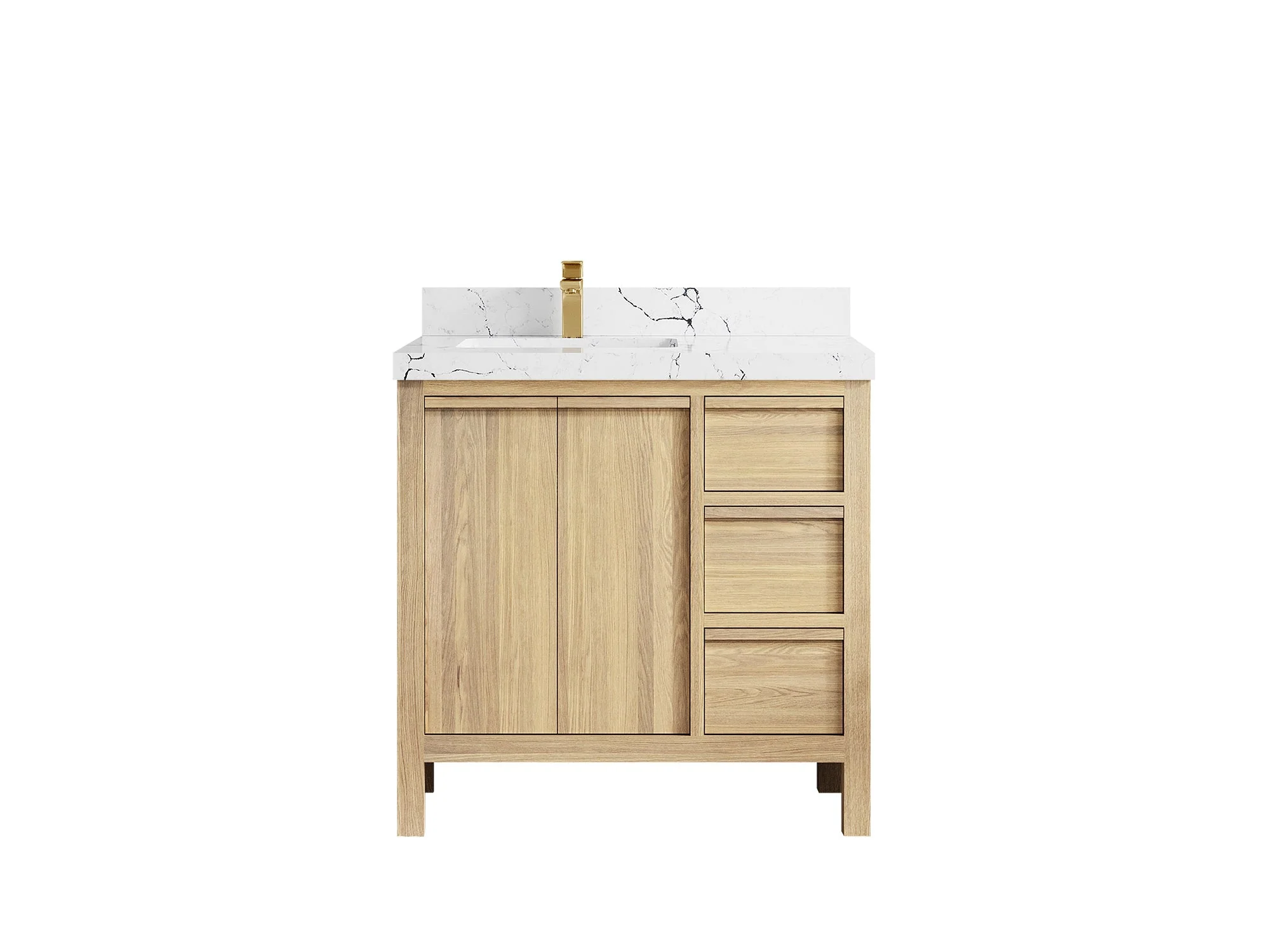 Elizabeth White Oak 36 in. W x 22 in. D Left Offset Sink Bathroom Vanity - Image 45