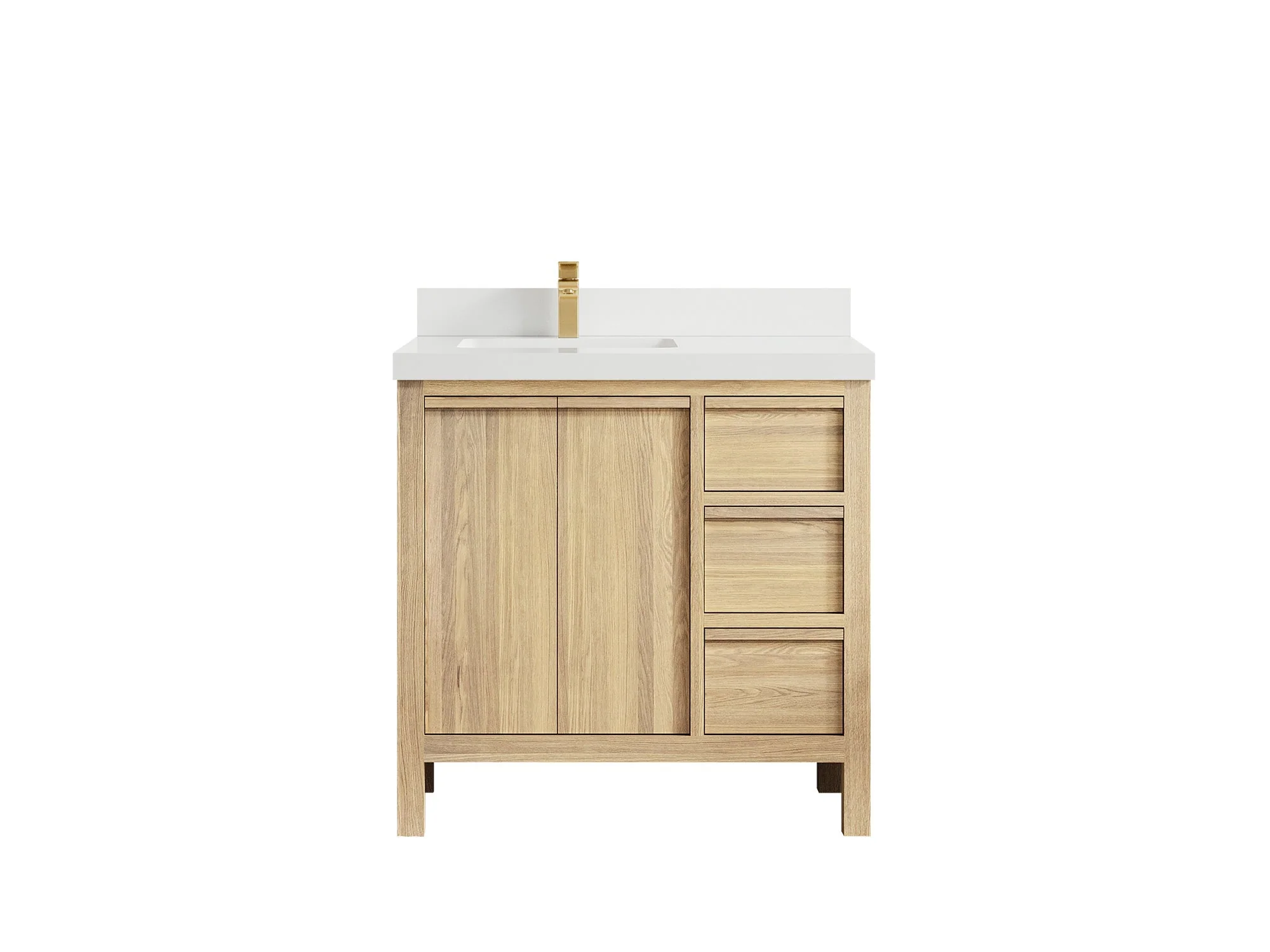 Elizabeth White Oak 36 in. W x 22 in. D Left Offset Sink Bathroom Vanity - Image 49