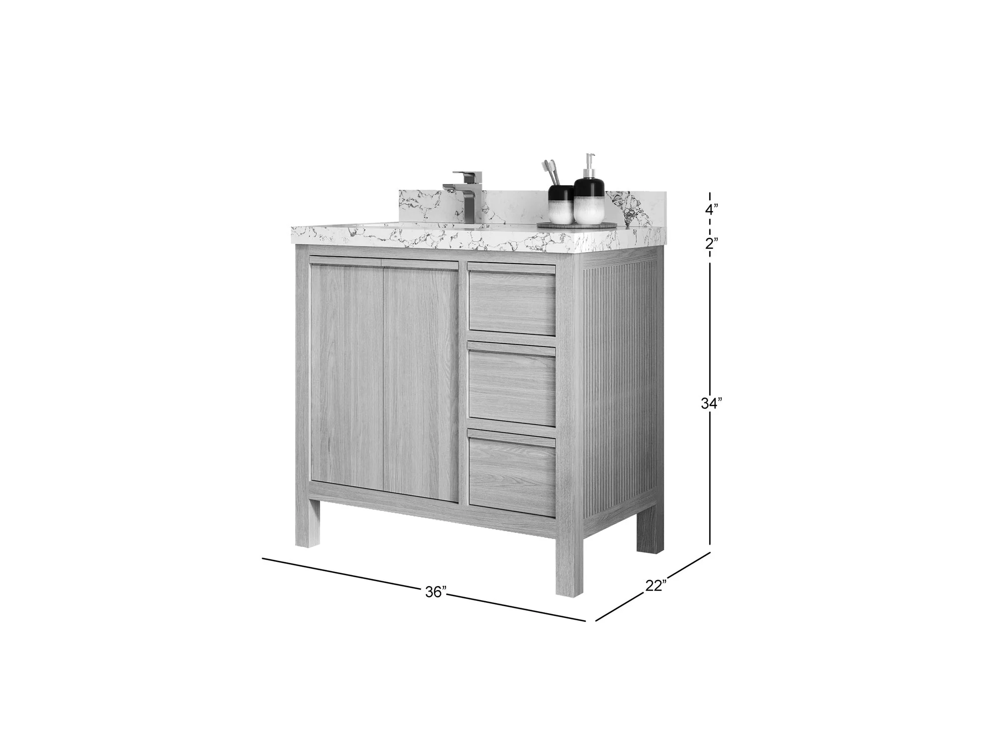 Elizabeth White Oak 36 in. W x 22 in. D Left Offset Sink Bathroom Vanity - Image 5