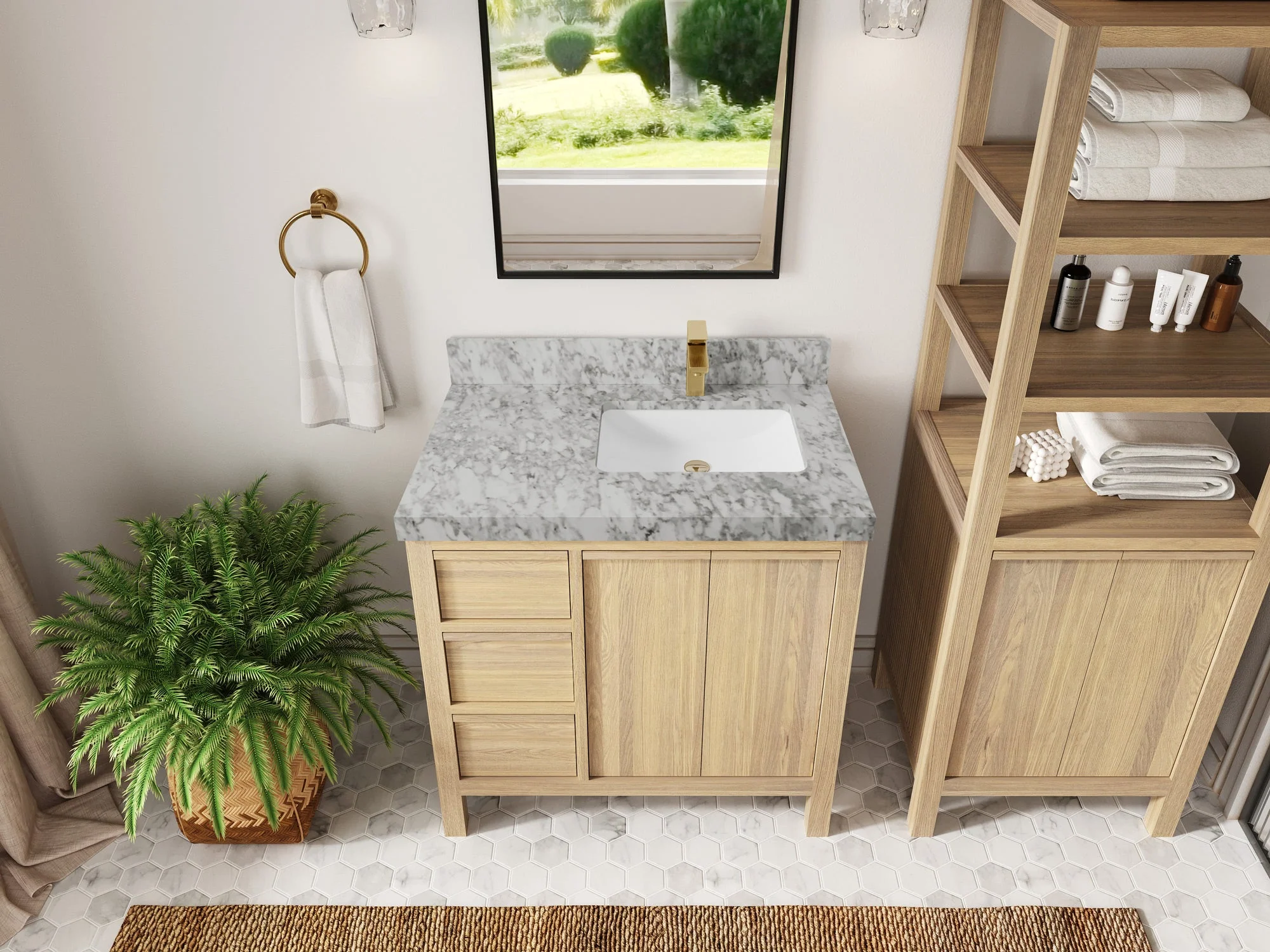 Elizabeth White Oak 36 in. W x 22 in. D Right Offset Sink Bathroom Vanity - Image 19