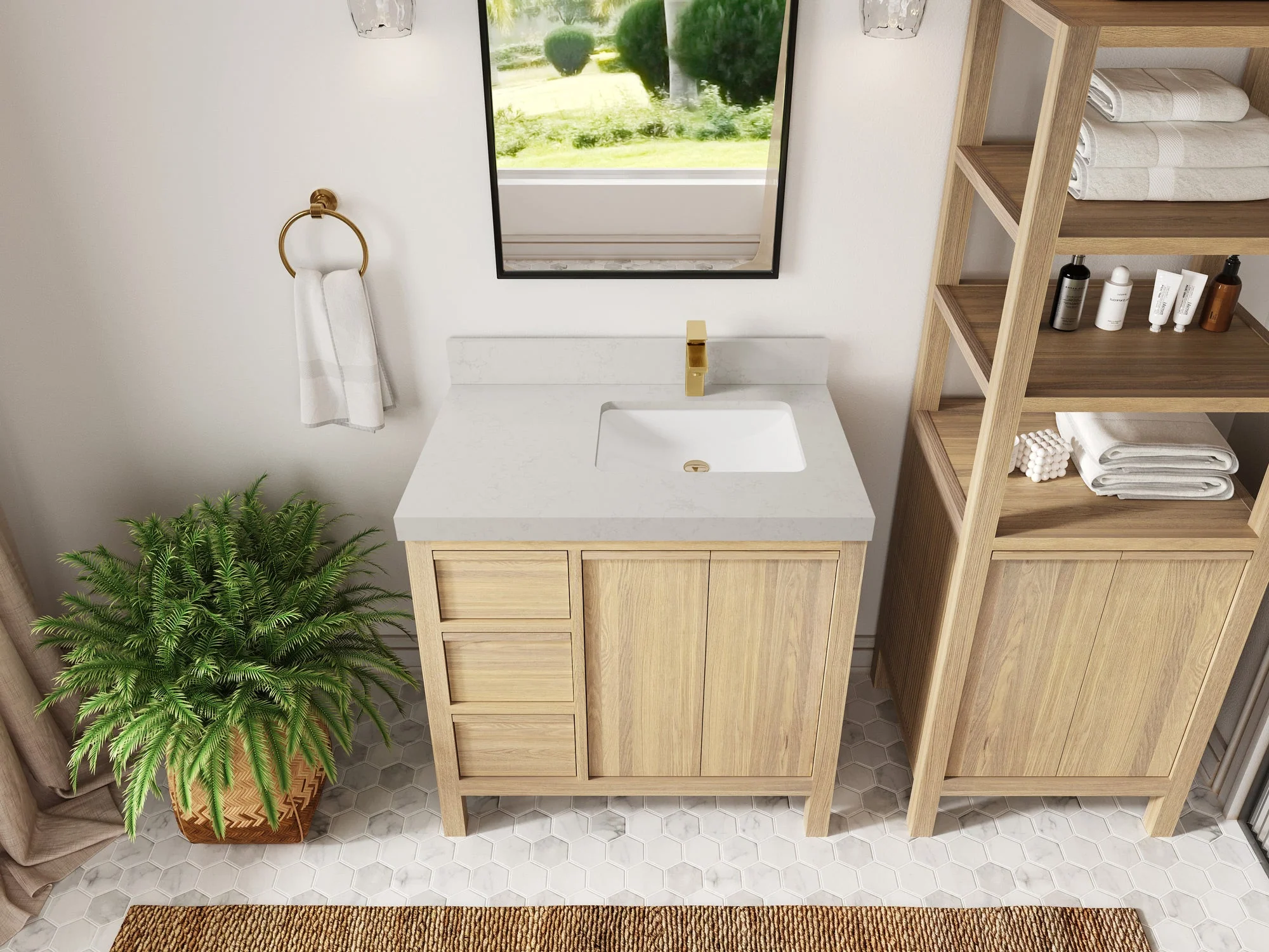 Elizabeth White Oak 36 in. W x 22 in. D Right Offset Sink Bathroom Vanity - Image 21
