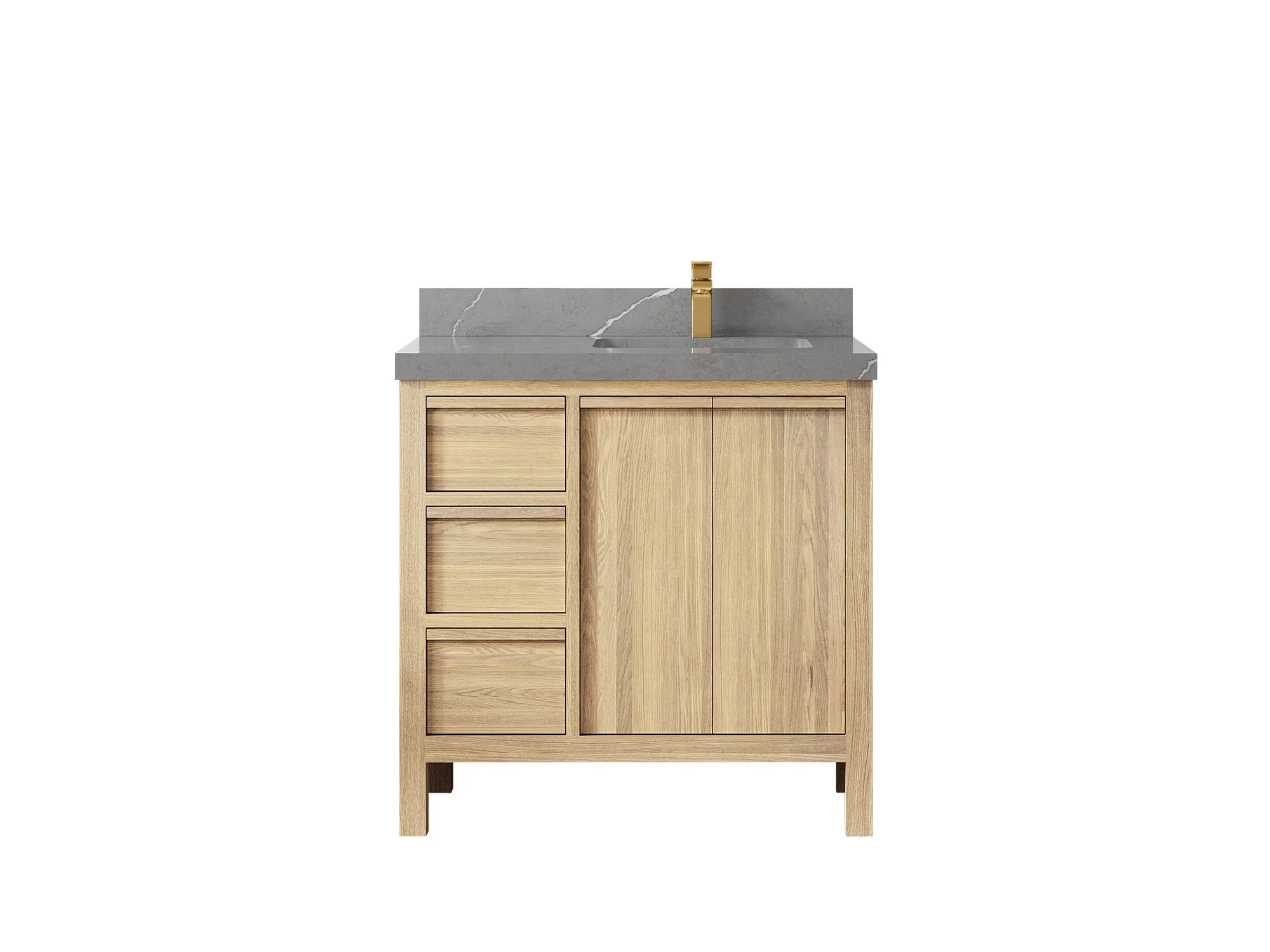 Elizabeth White Oak 36 in. W x 22 in. D Right Offset Sink Bathroom Vanity - Image 34