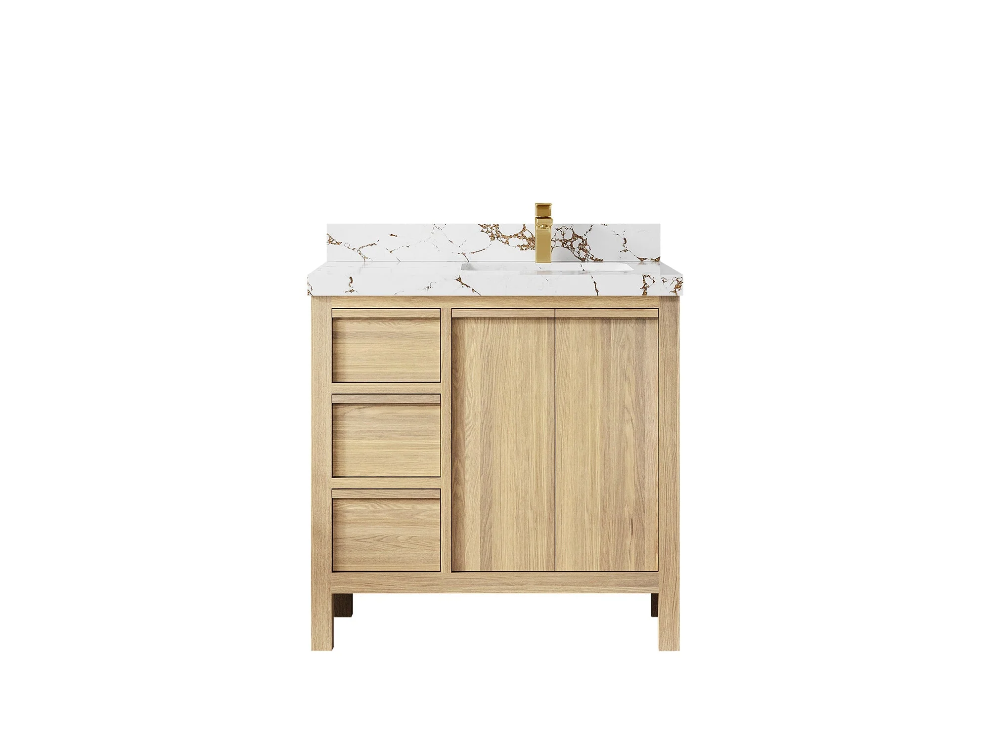Elizabeth White Oak 36 in. W x 22 in. D Right Offset Sink Bathroom Vanity - Image 36