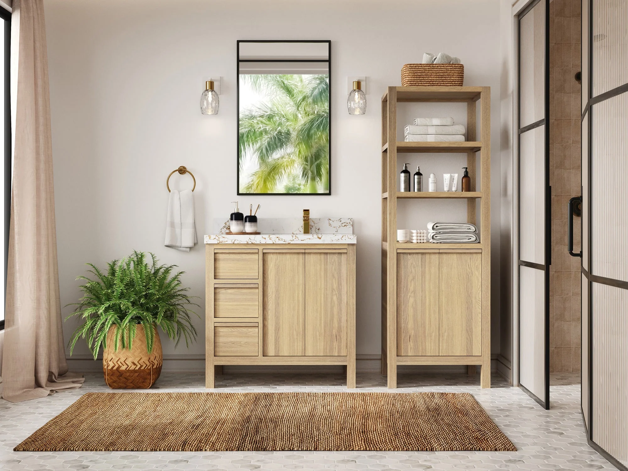 Elizabeth White Oak 36 in. W x 22 in. D Right Offset Sink Bathroom Vanity - Image 4