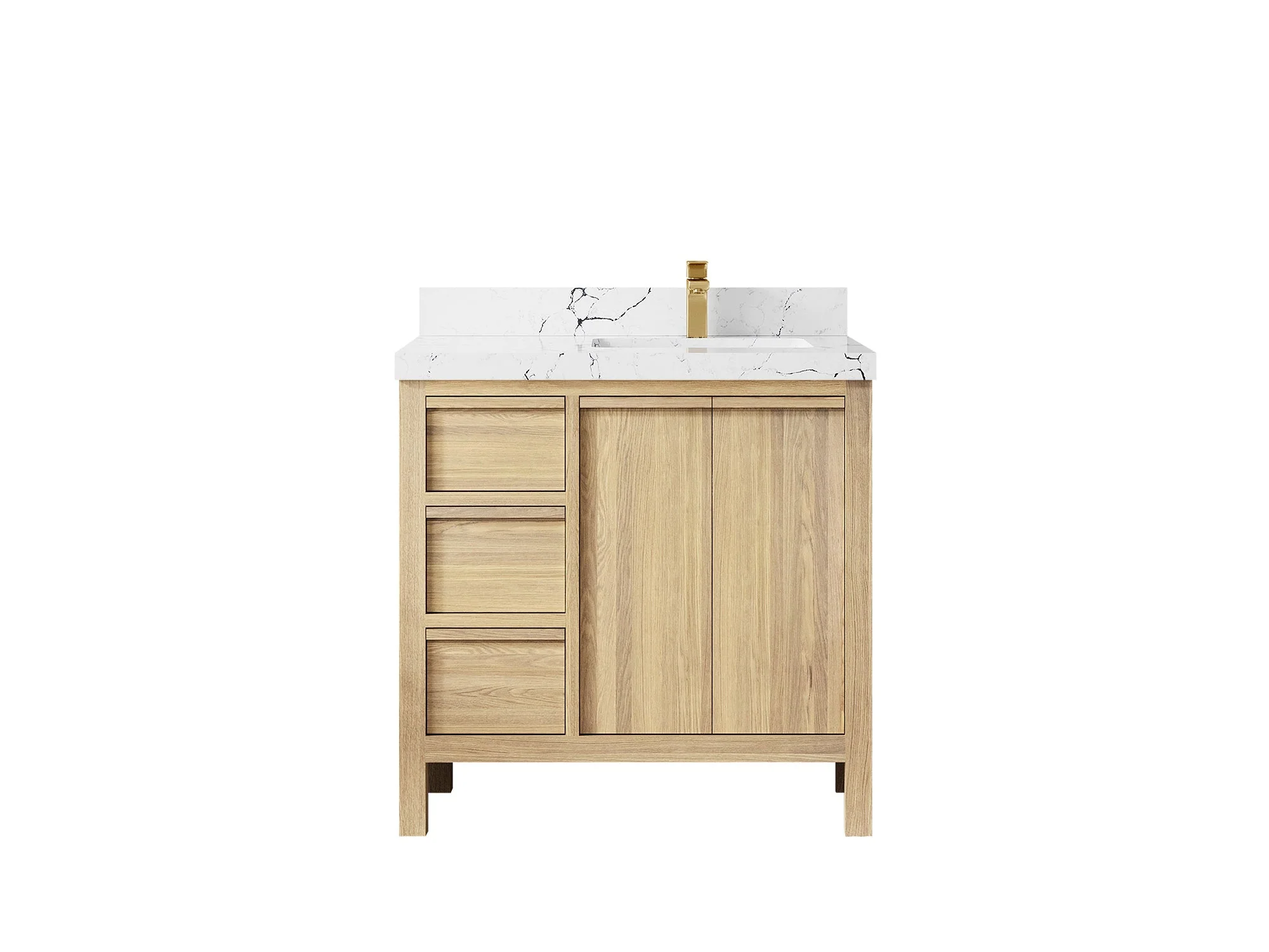 Elizabeth White Oak 36 in. W x 22 in. D Right Offset Sink Bathroom Vanity - Image 40