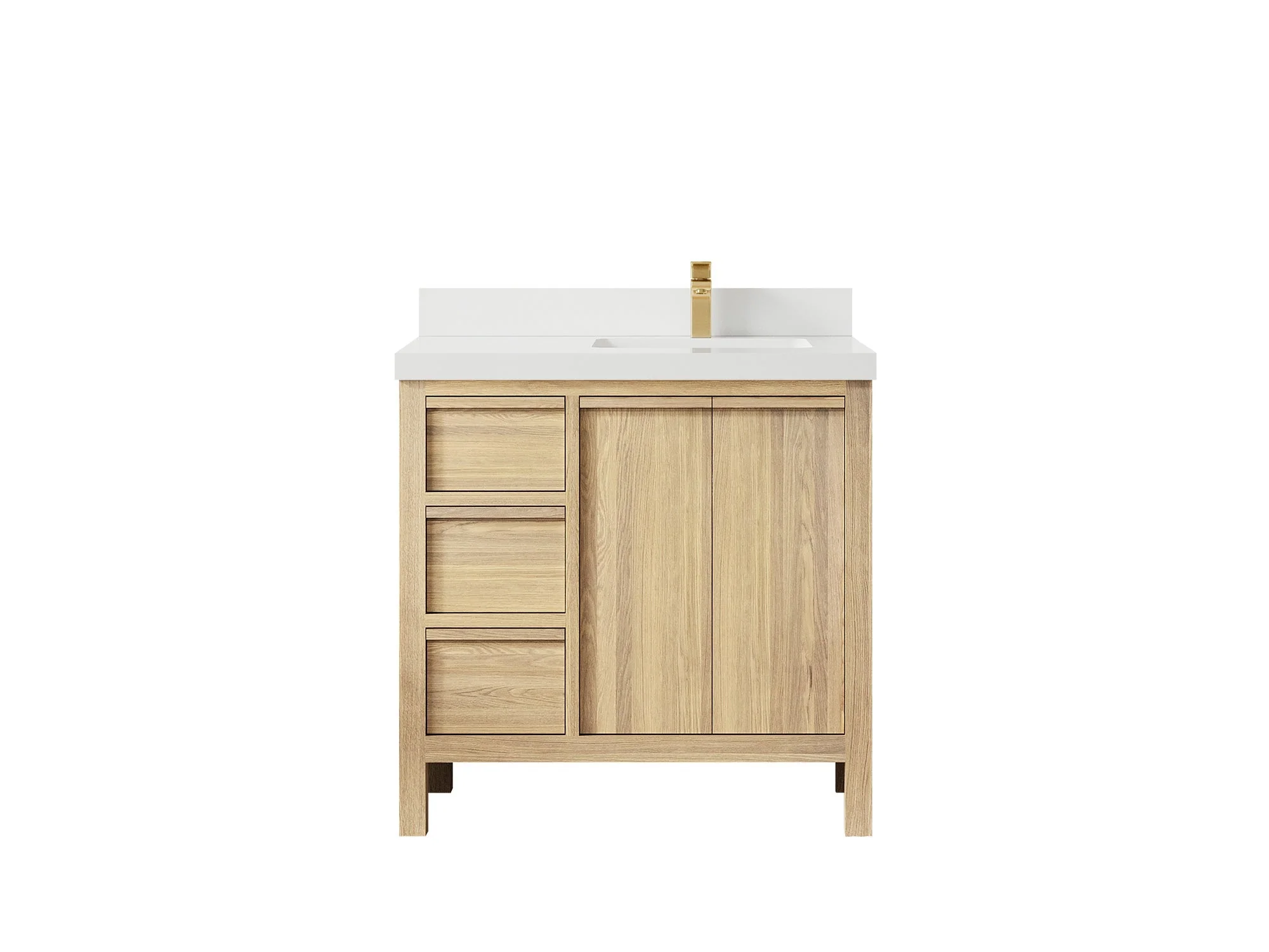 Elizabeth White Oak 36 in. W x 22 in. D Right Offset Sink Bathroom Vanity - Image 44