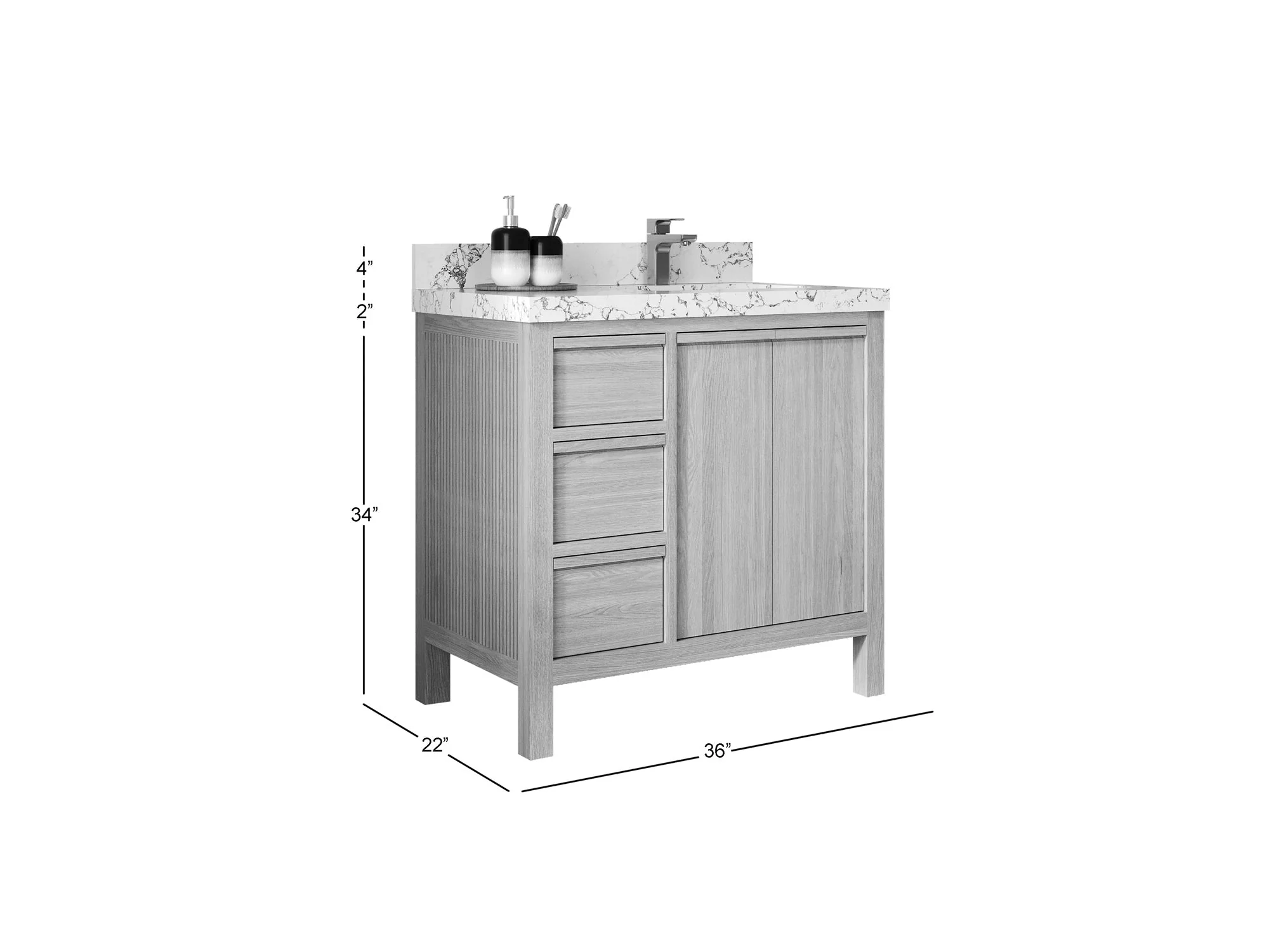 Elizabeth White Oak 36 in. W x 22 in. D Right Offset Sink Bathroom Vanity - Image 5