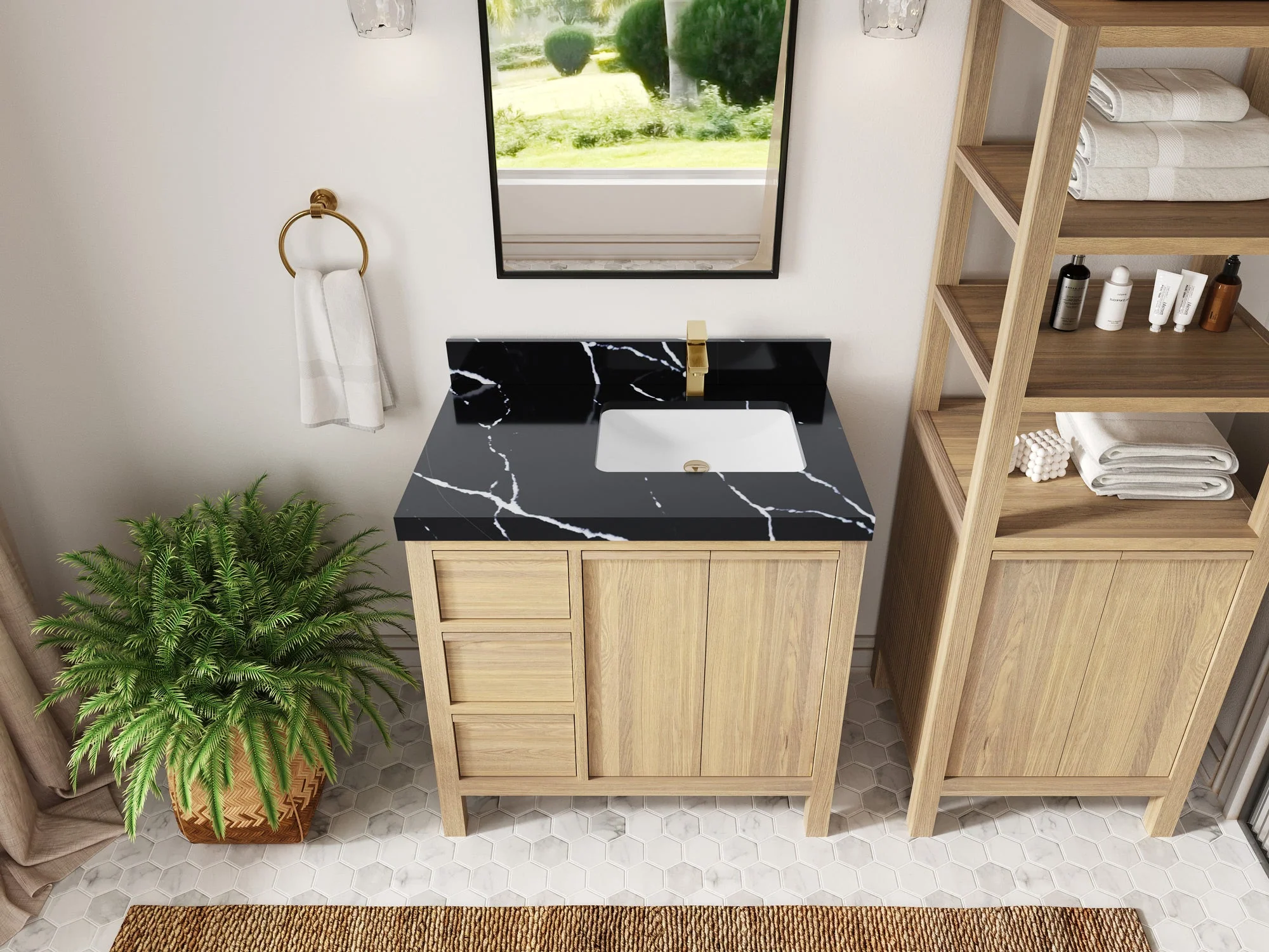 Elizabeth White Oak 36 in. W x 22 in. D Right Offset Sink Bathroom Vanity - Image 7