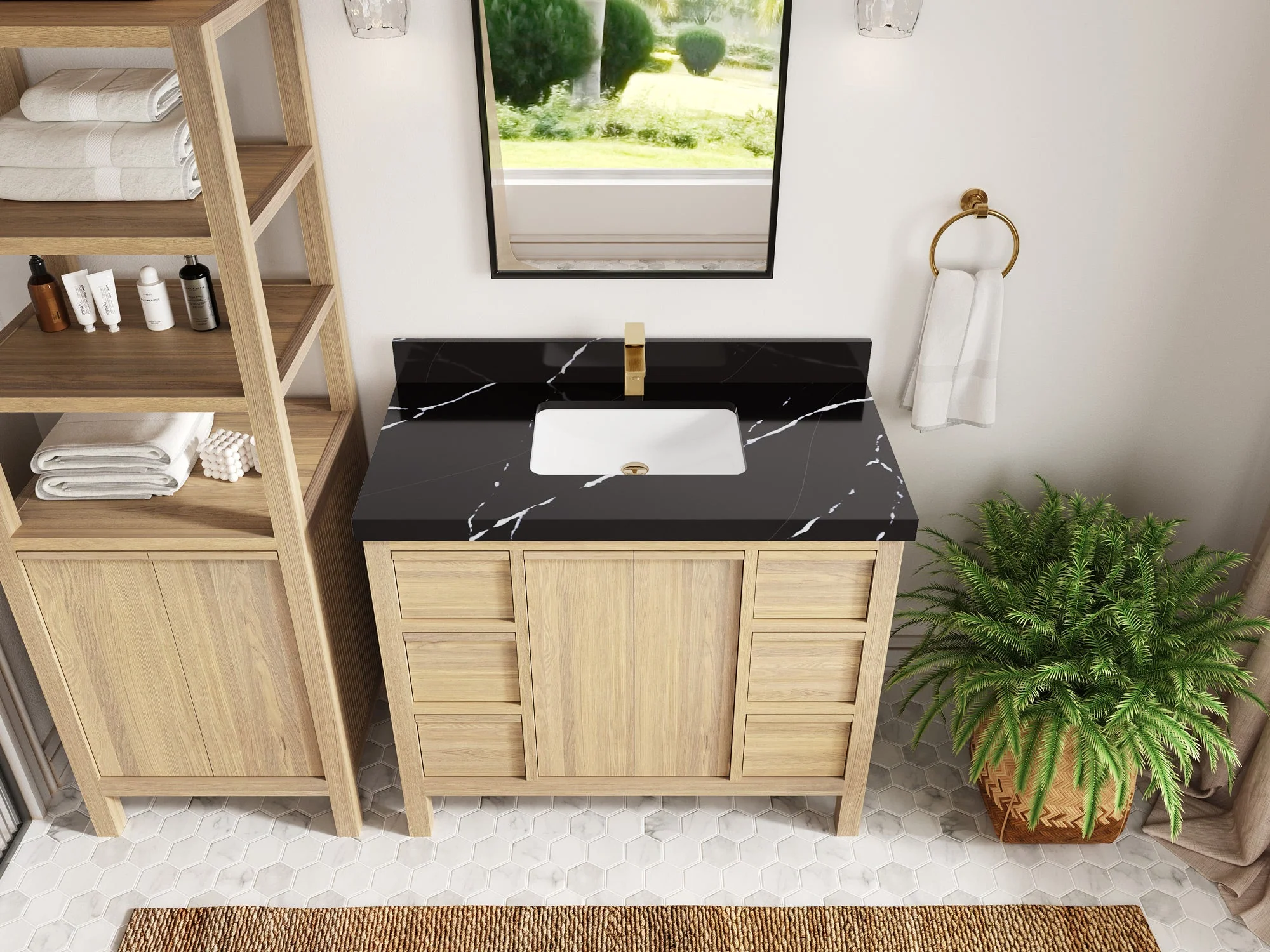 Elizabeth White Oak 42 in. W x 22 in. D Single Sink Bathroom Vanity - Image 12