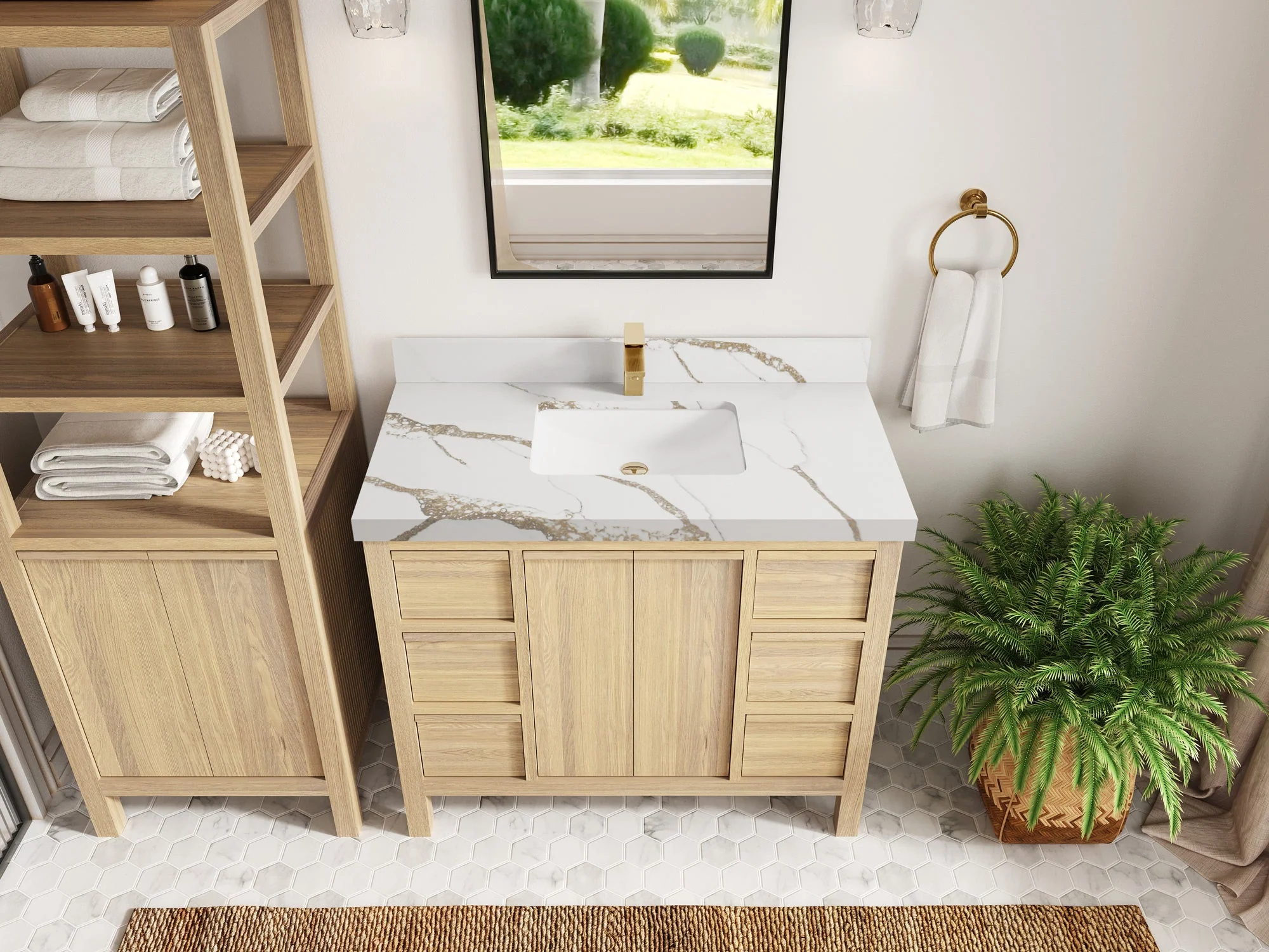 Elizabeth White Oak 42 in. W x 22 in. D Single Sink Bathroom Vanity - Image 14