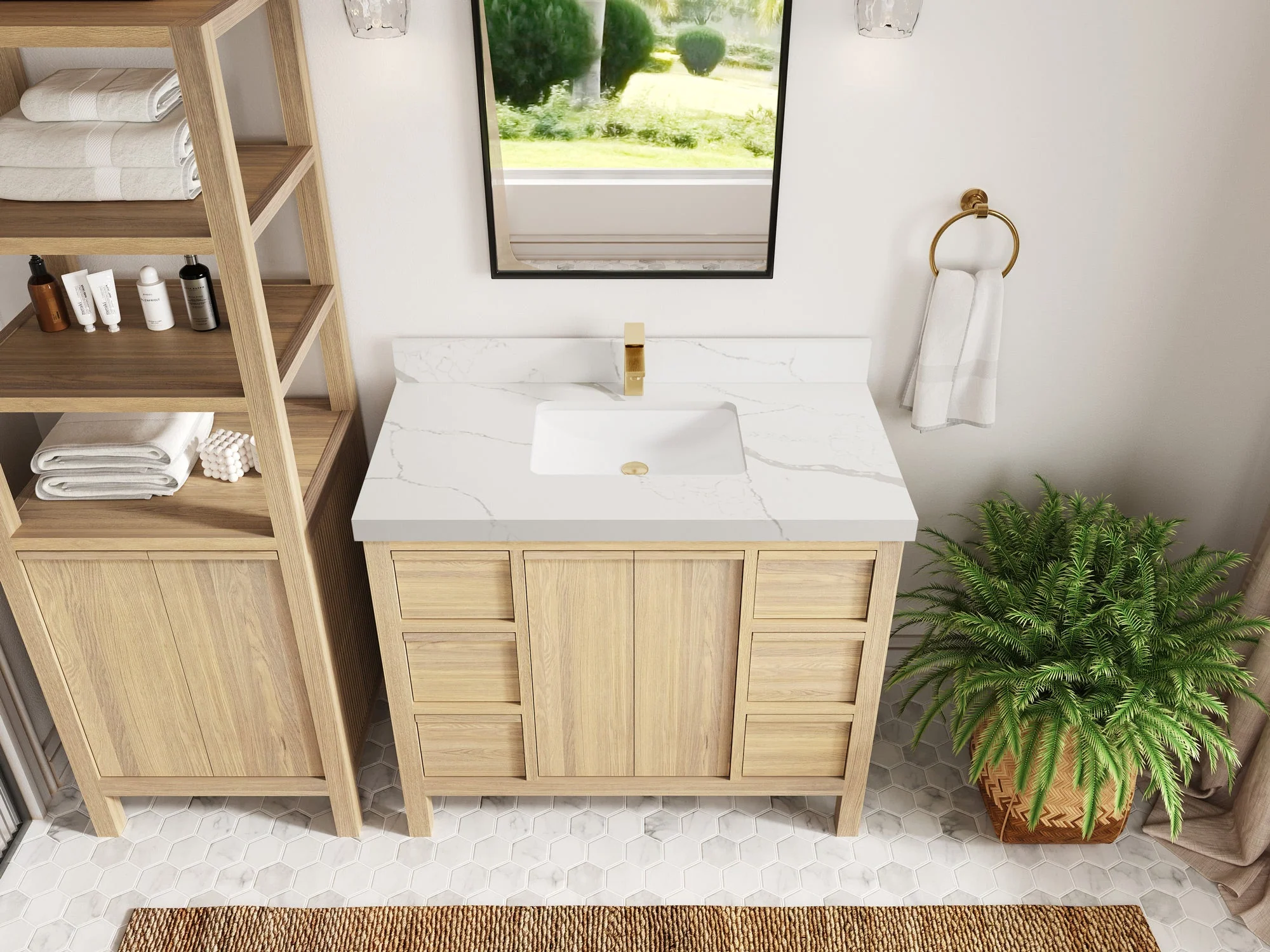 Elizabeth White Oak 42 in. W x 22 in. D Single Sink Bathroom Vanity - Image 16