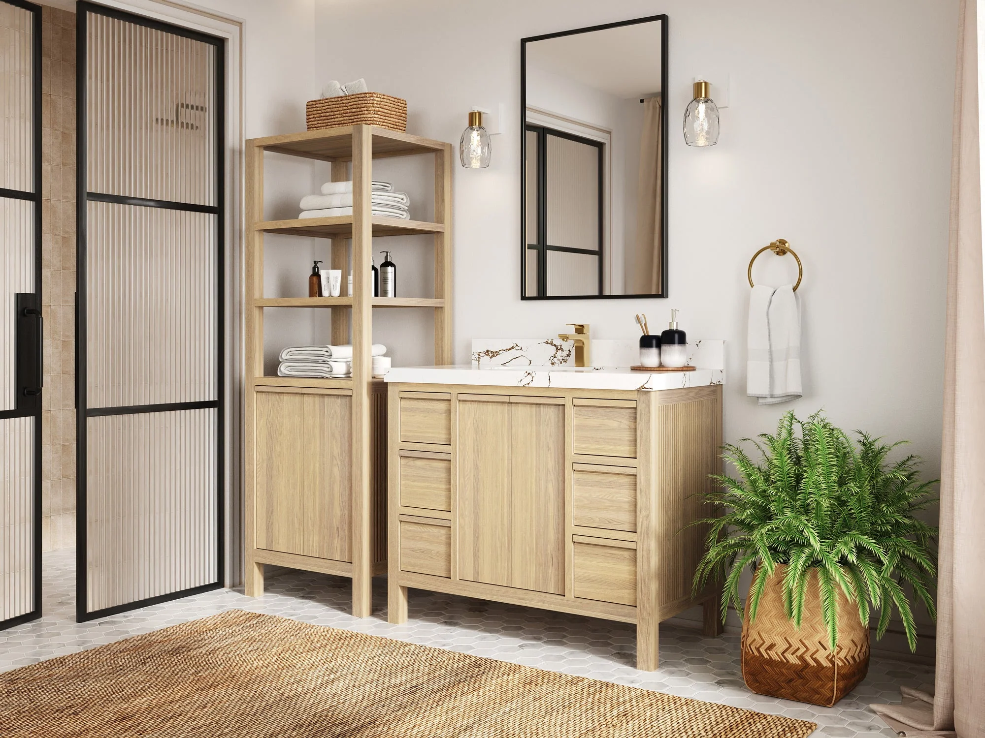 Elizabeth White Oak 42 in. W x 22 in. D Single Sink Bathroom Vanity - Image 3