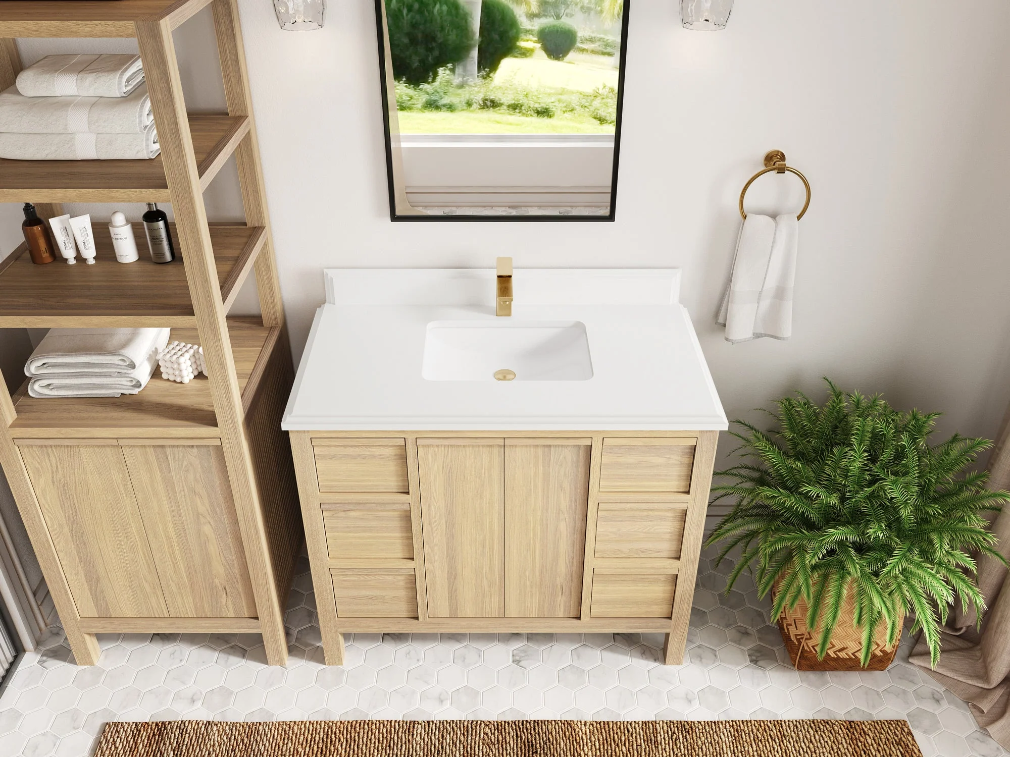 Elizabeth White Oak 42 in. W x 22 in. D Single Sink Bathroom Vanity - Image 32
