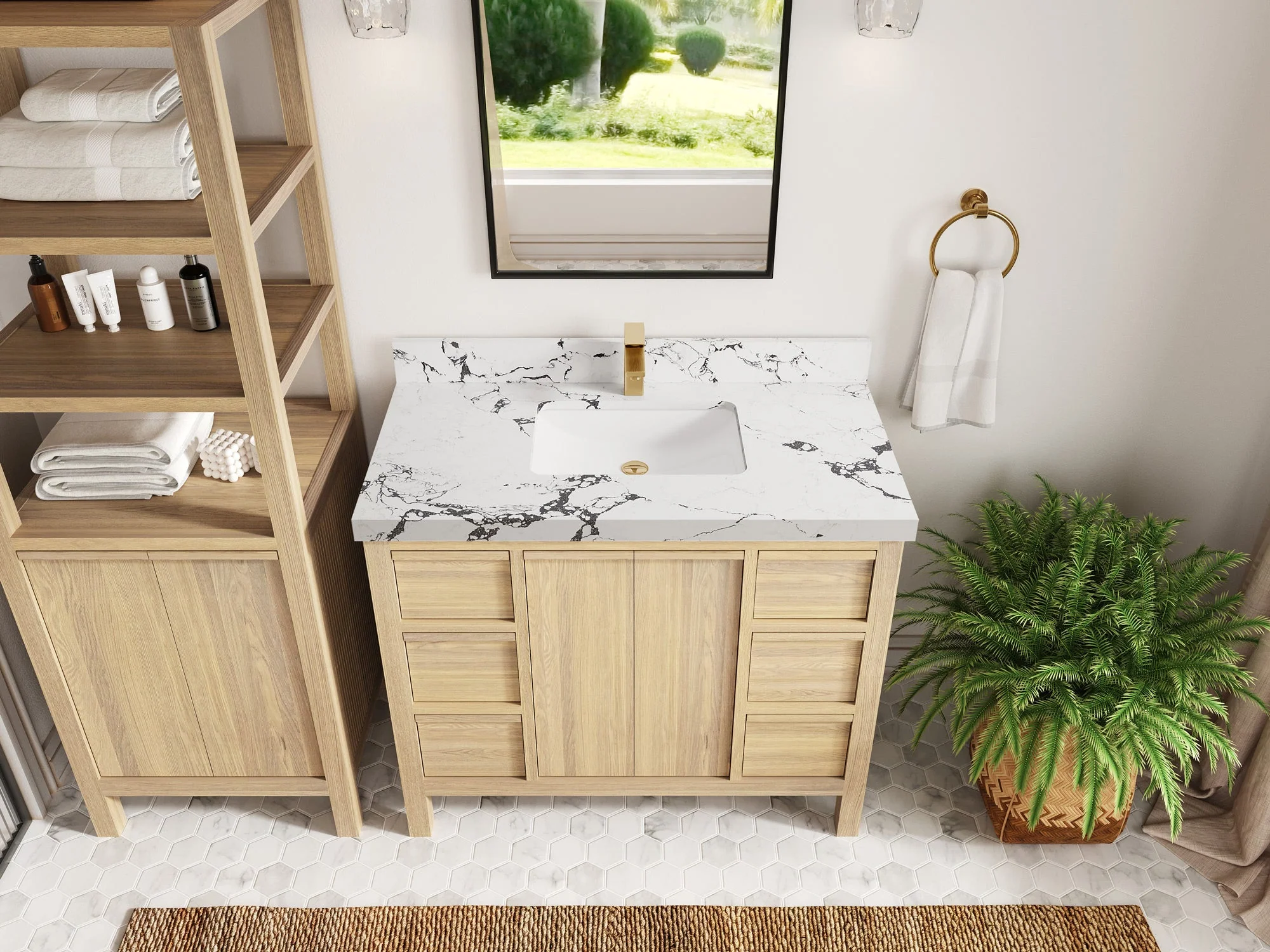 Elizabeth White Oak 42 in. W x 22 in. D Single Sink Bathroom Vanity - Image 44