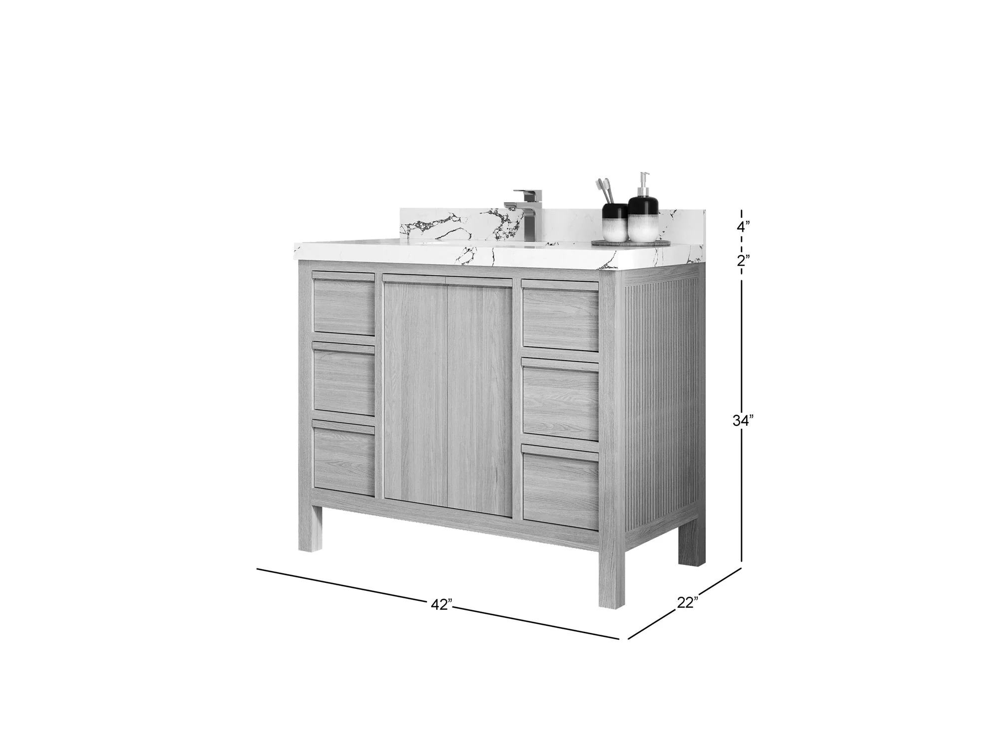 Elizabeth White Oak 42 in. W x 22 in. D Single Sink Bathroom Vanity - Image 5