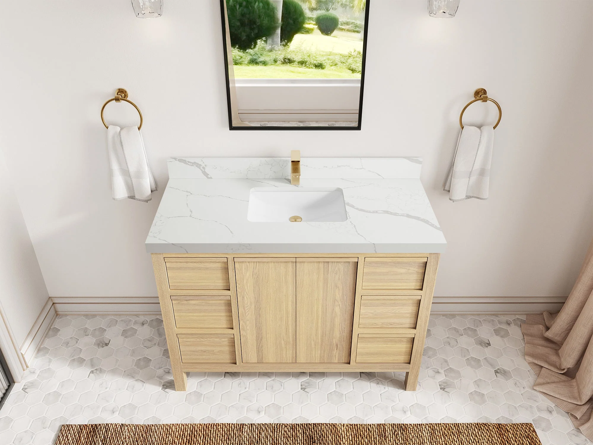 Elizabeth White Oak 48 in. W x 22 in. D Single Sink Bathroom Vanity - Image 13