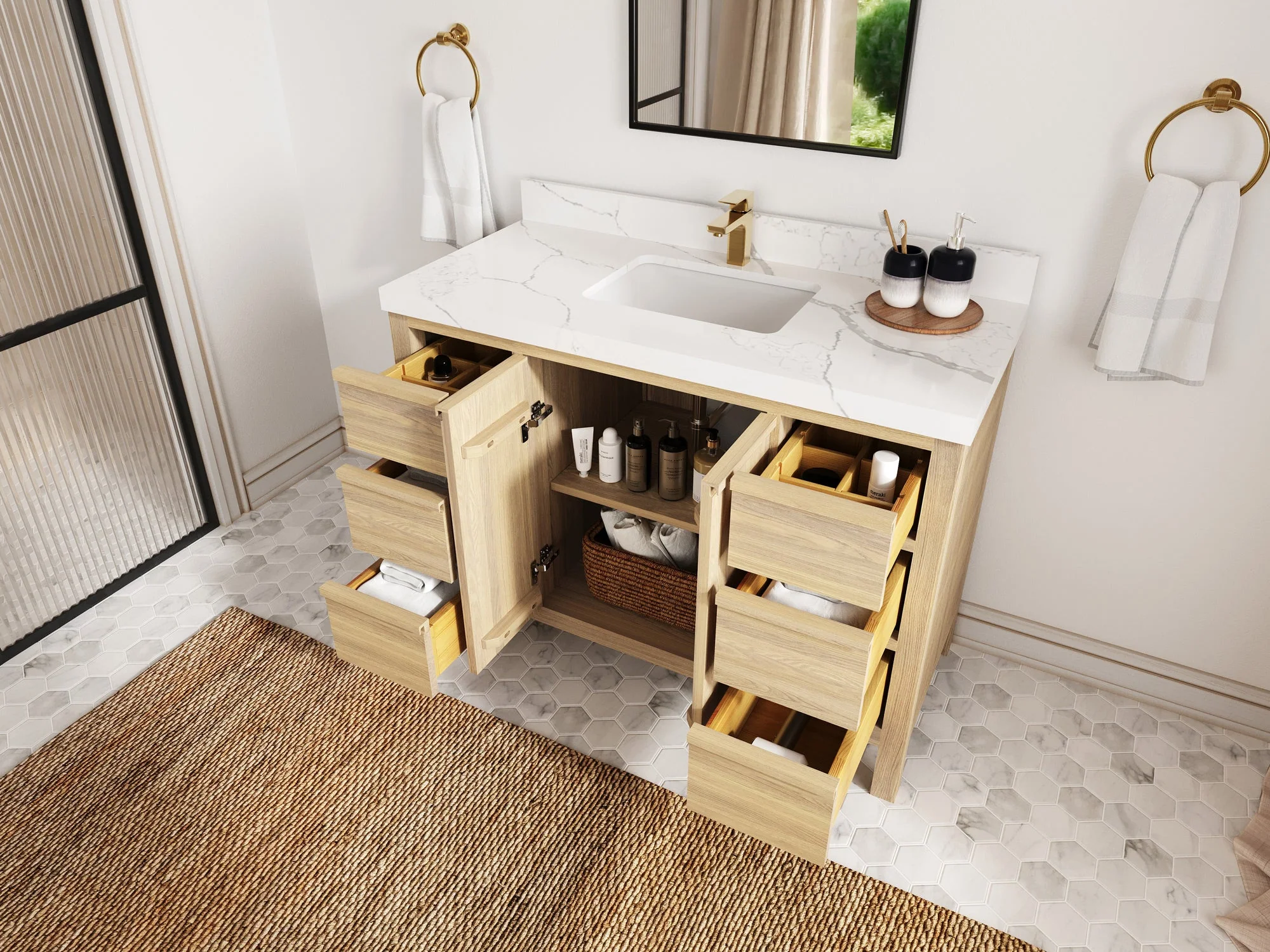 Elizabeth White Oak 48 in. W x 22 in. D Single Sink Bathroom Vanity - Image 3
