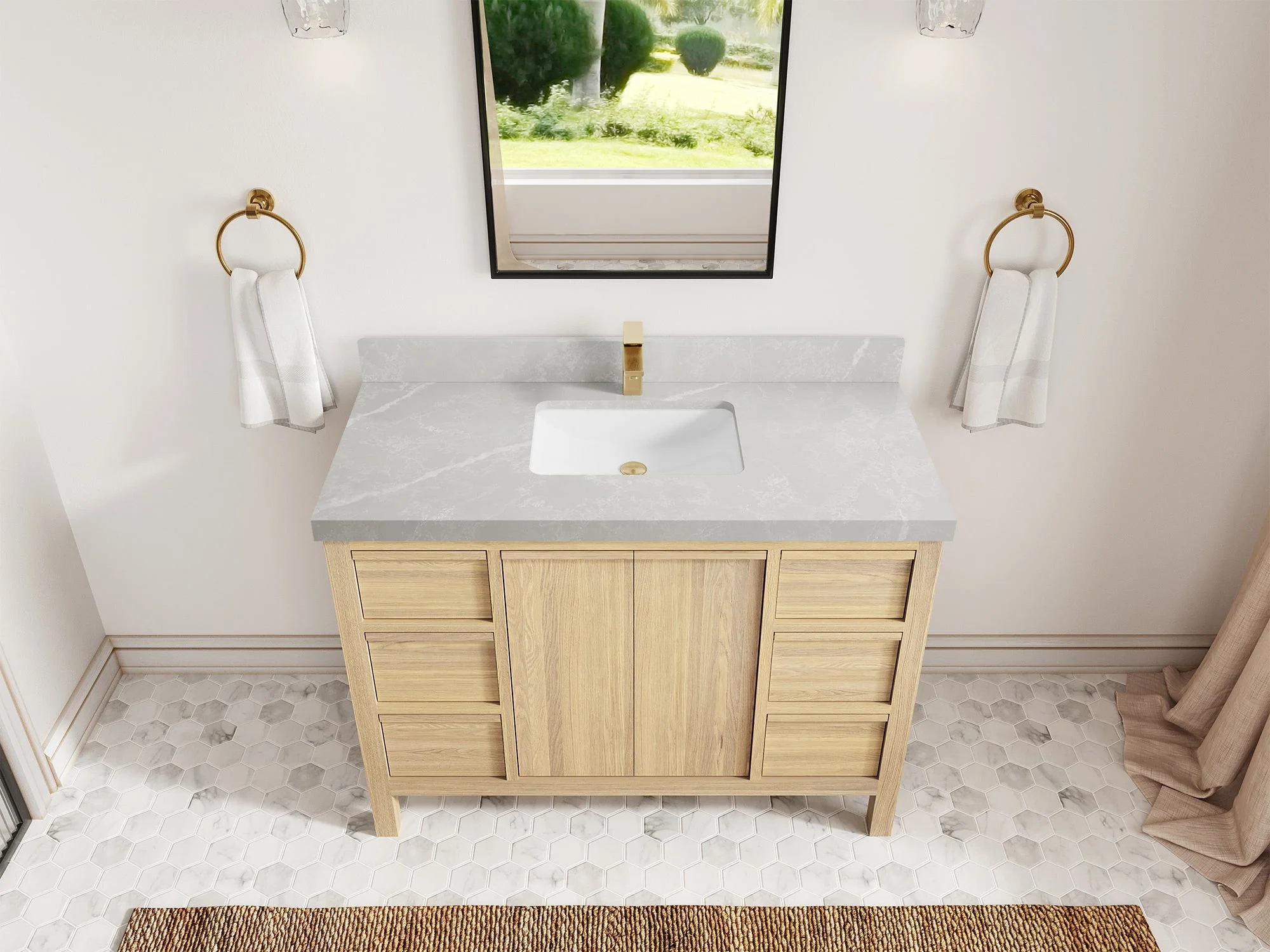 Elizabeth White Oak 48 in. W x 22 in. D Single Sink Bathroom Vanity - Image 33